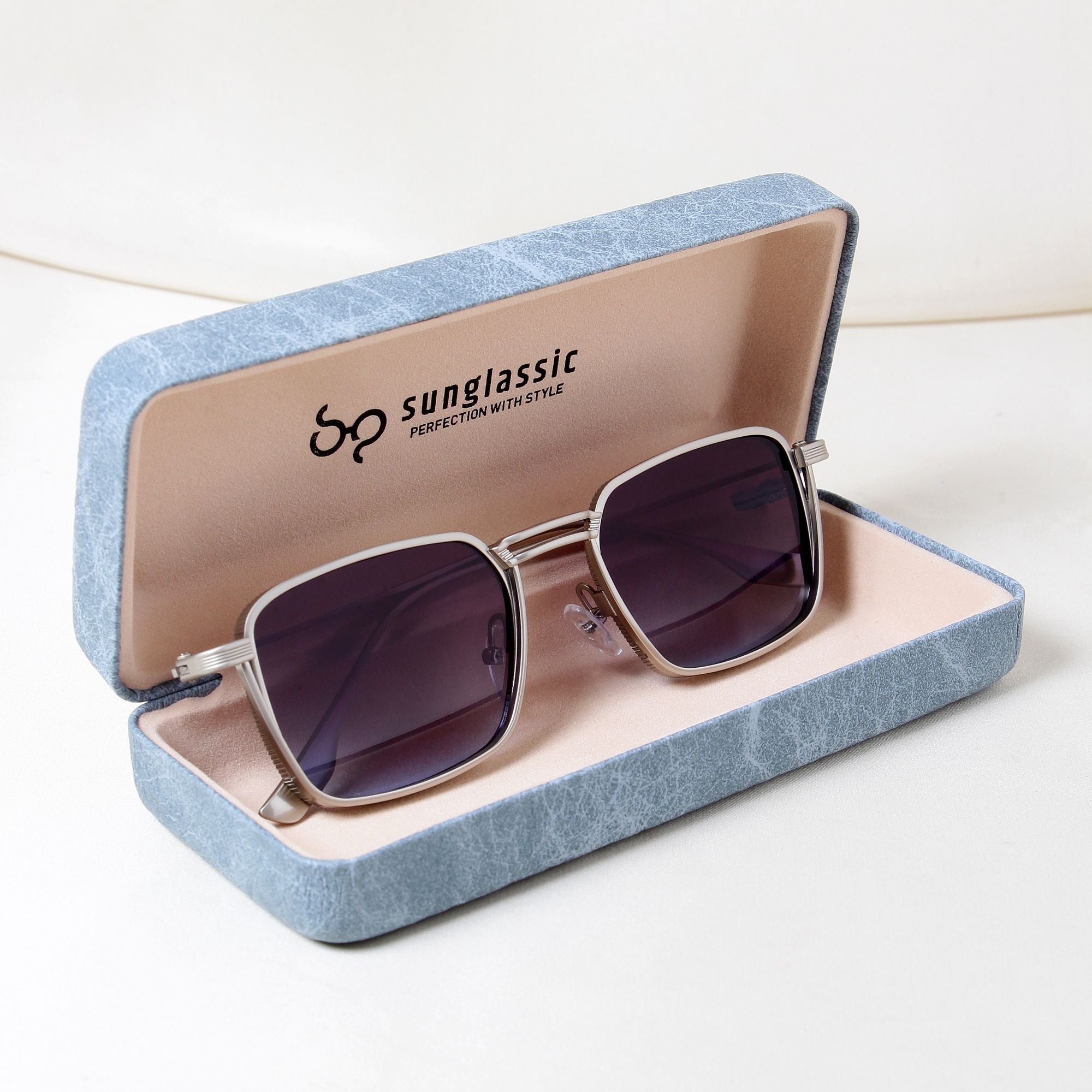 Francis Silver Blue Gradient Rectangle Sunglasses