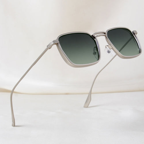 Francis Silver Green Gradient Rectangle Sunglasses