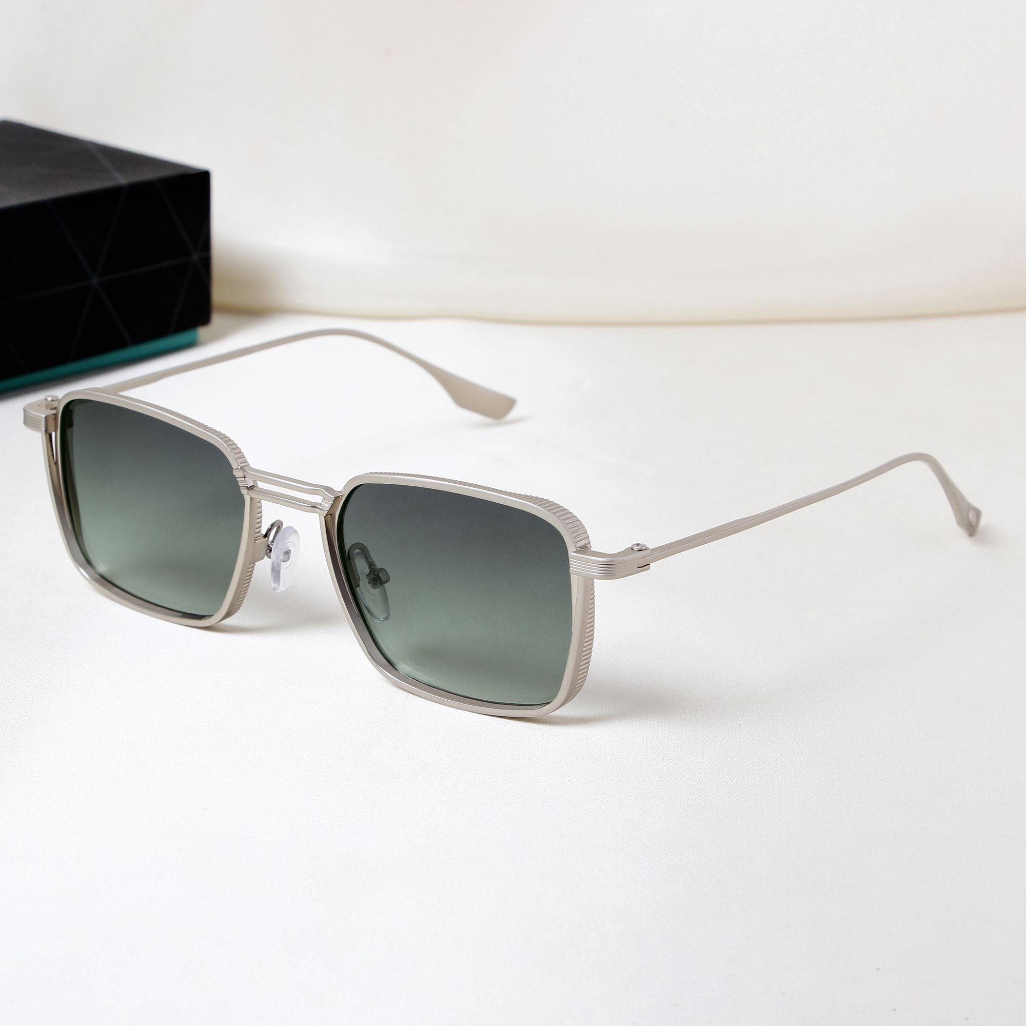 Francis Silver Green Gradient Rectangle Sunglasses