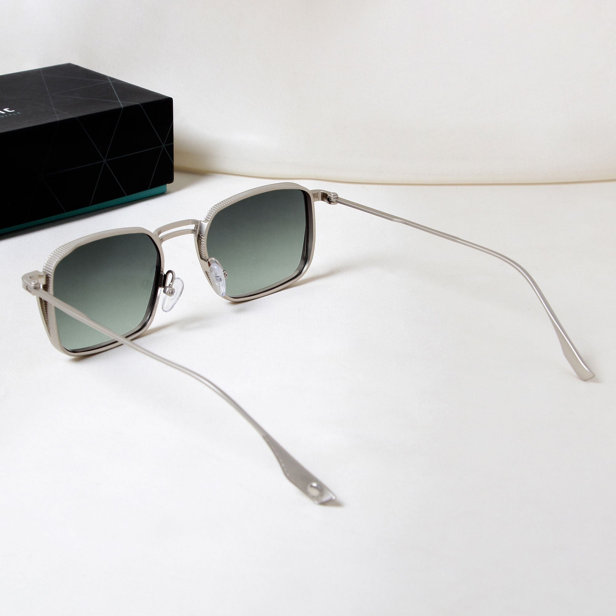 Francis Silver Green Gradient Rectangle Sunglasses