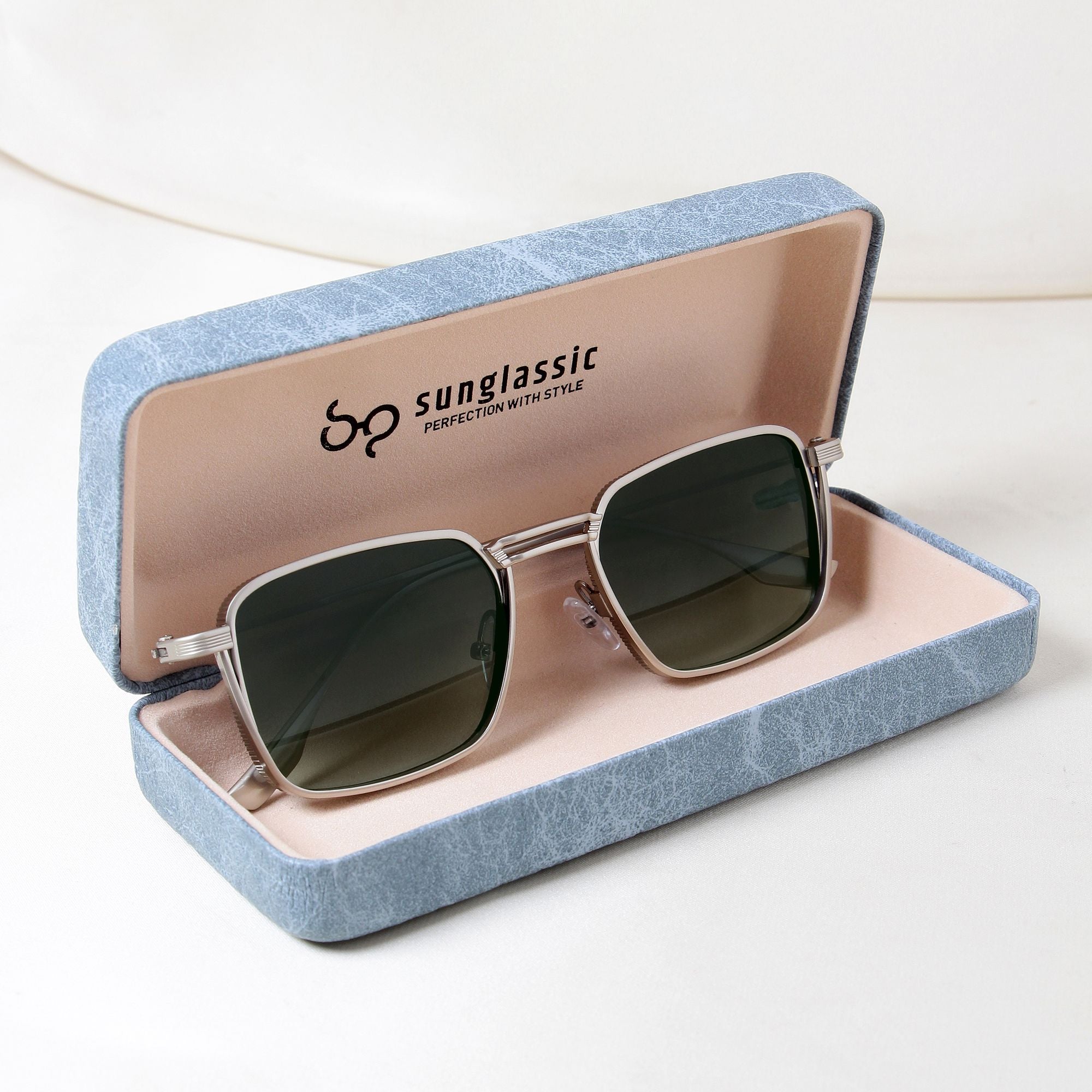 Francis Silver Green Gradient Rectangle Sunglasses