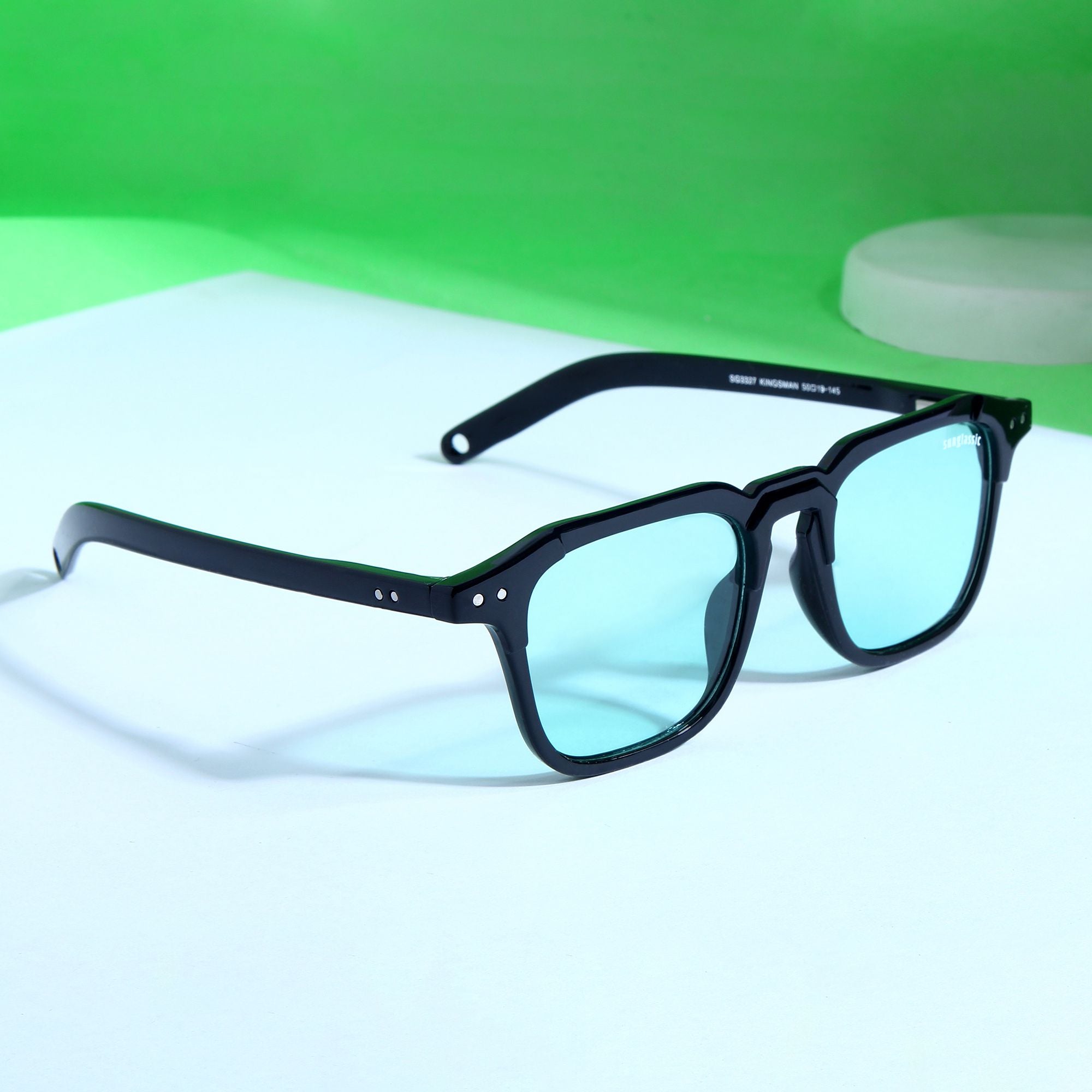 Kingsman Black Green Square Sunglasses | Sunglassic