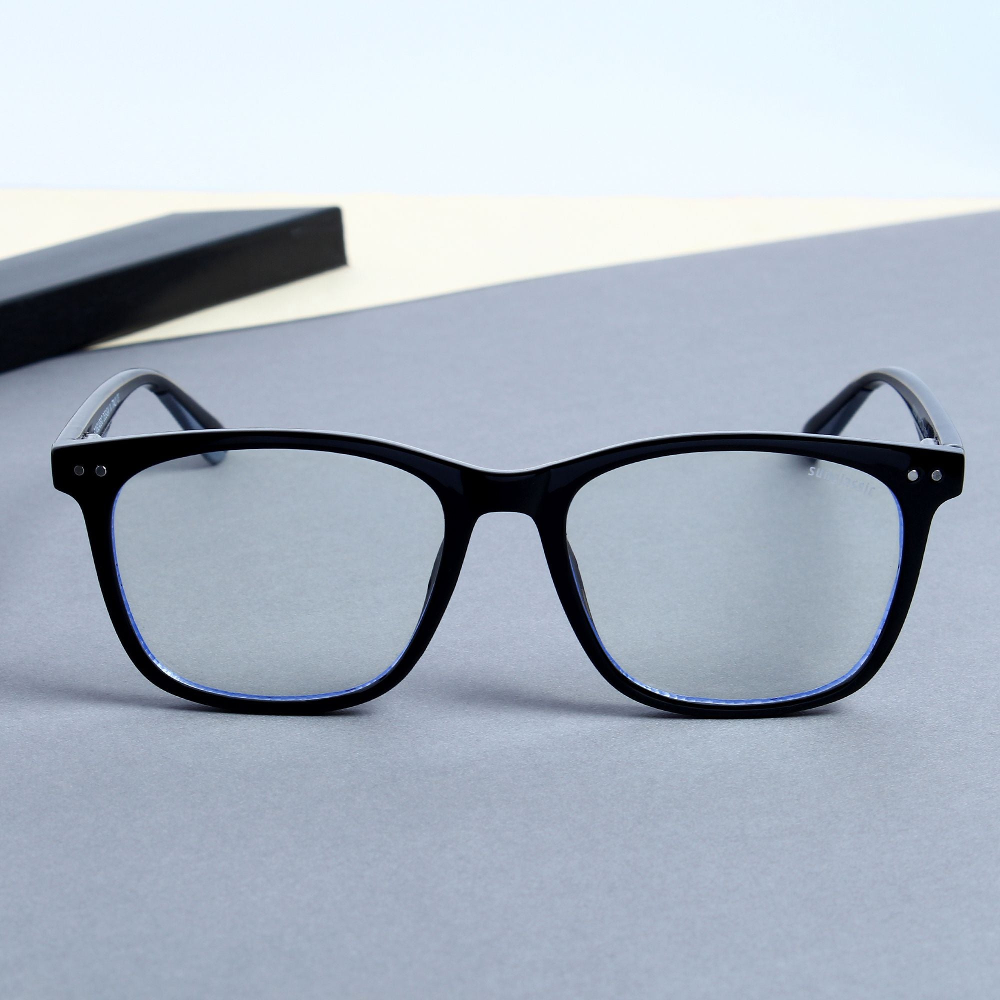 Marlton. Black Clear Anti-Blue Light TR90 Square Sunglasses