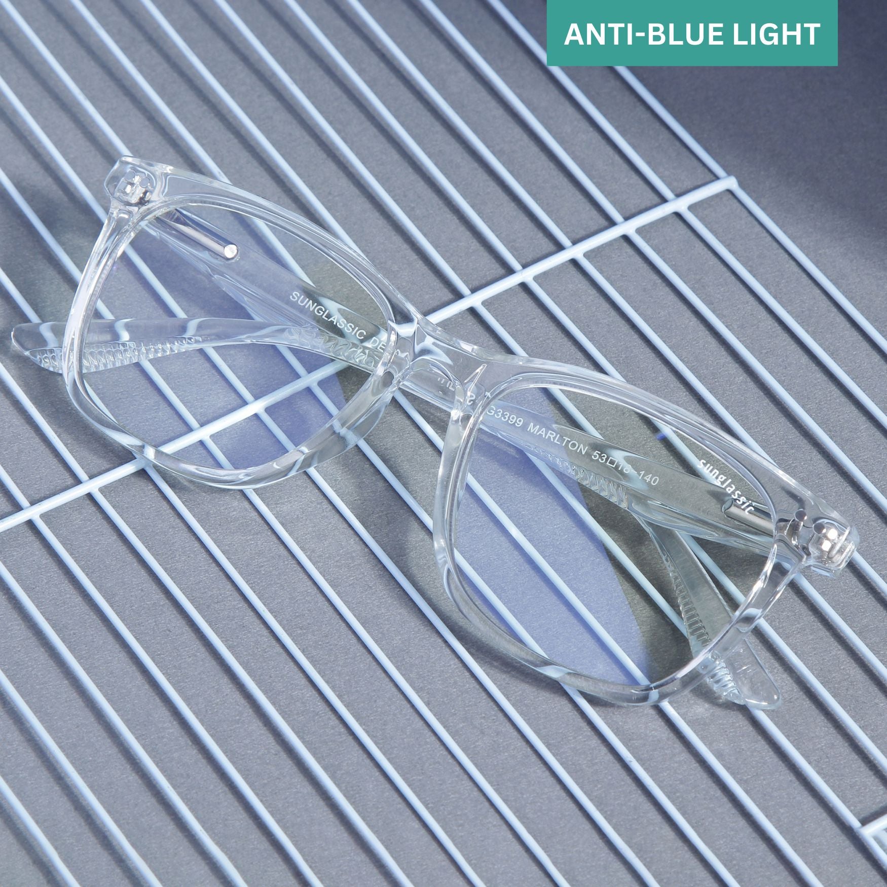 Marlton. Clear Anti-Blue Light TR90 Square Sunglasses
