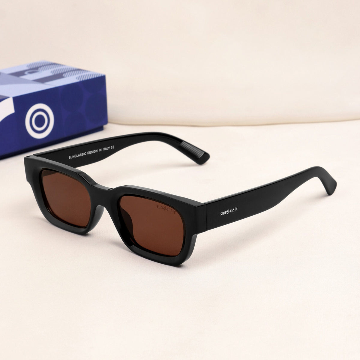 Milestone Black Brown Square Sunglasses
