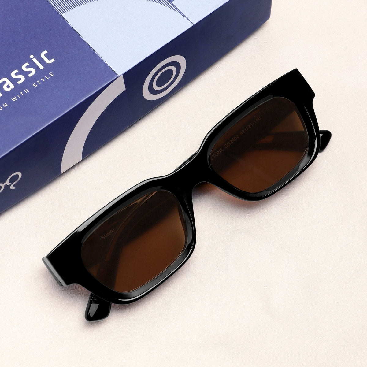 Milestone Black Brown Square Sunglasses