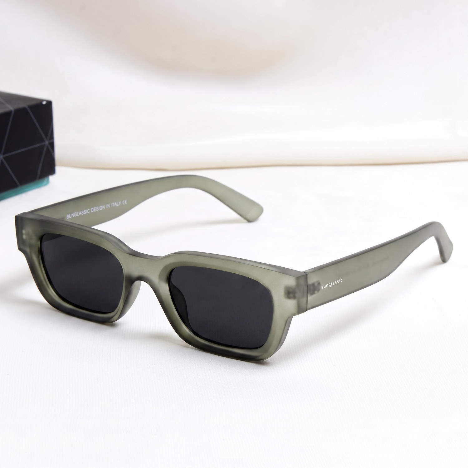 Milestone Olive Green Black Square Sunglasses