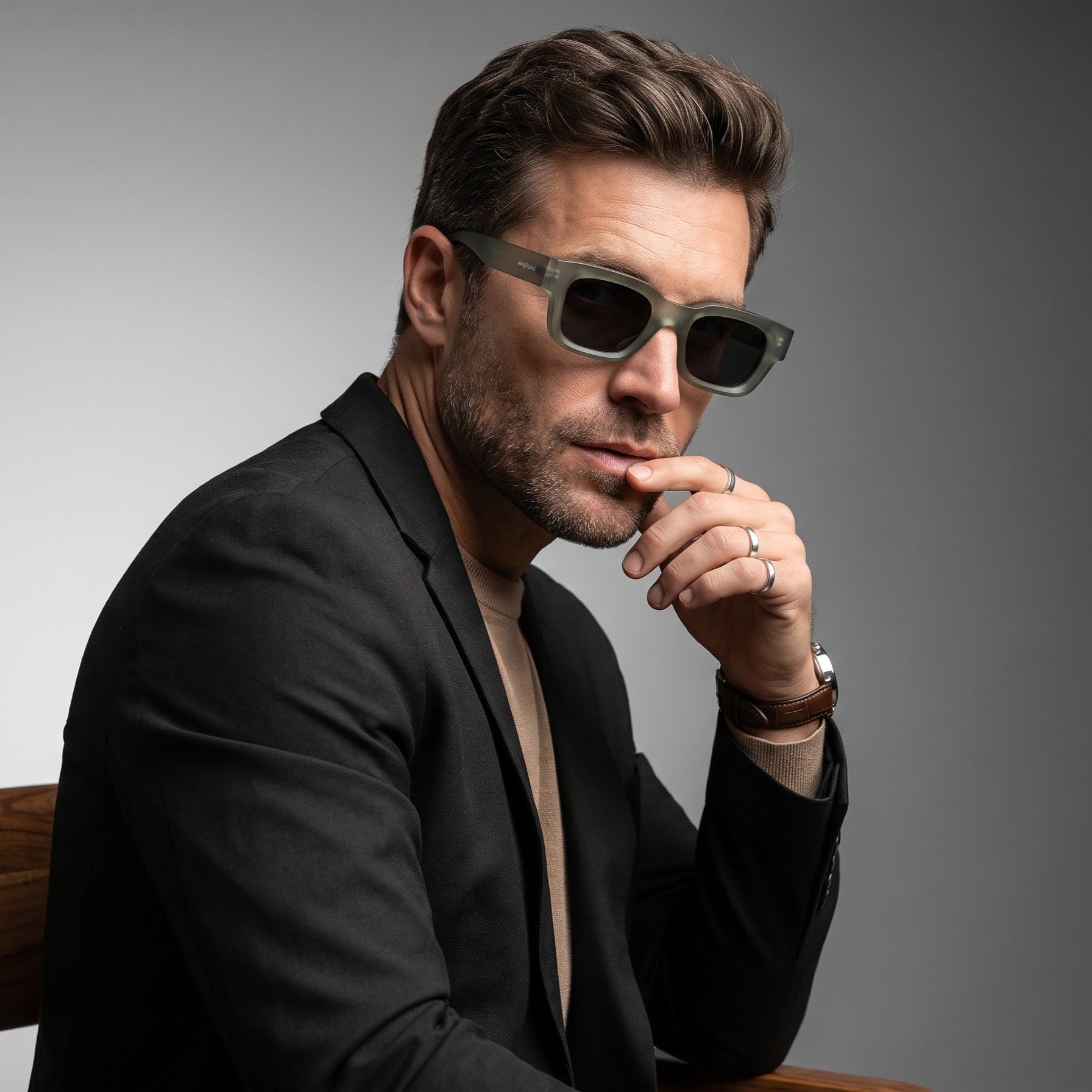 Milestone Olive Green Black Square Sunglasses