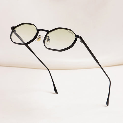 Opulent Black Green Gradient Hexagon Sunglasses