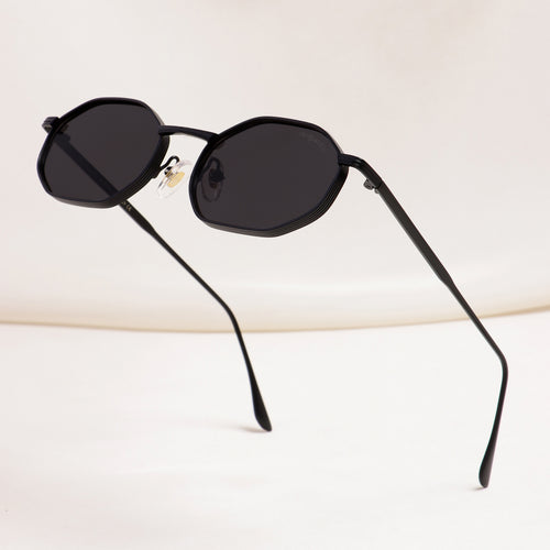 Opulent Full Black Hexagon Sunglasses