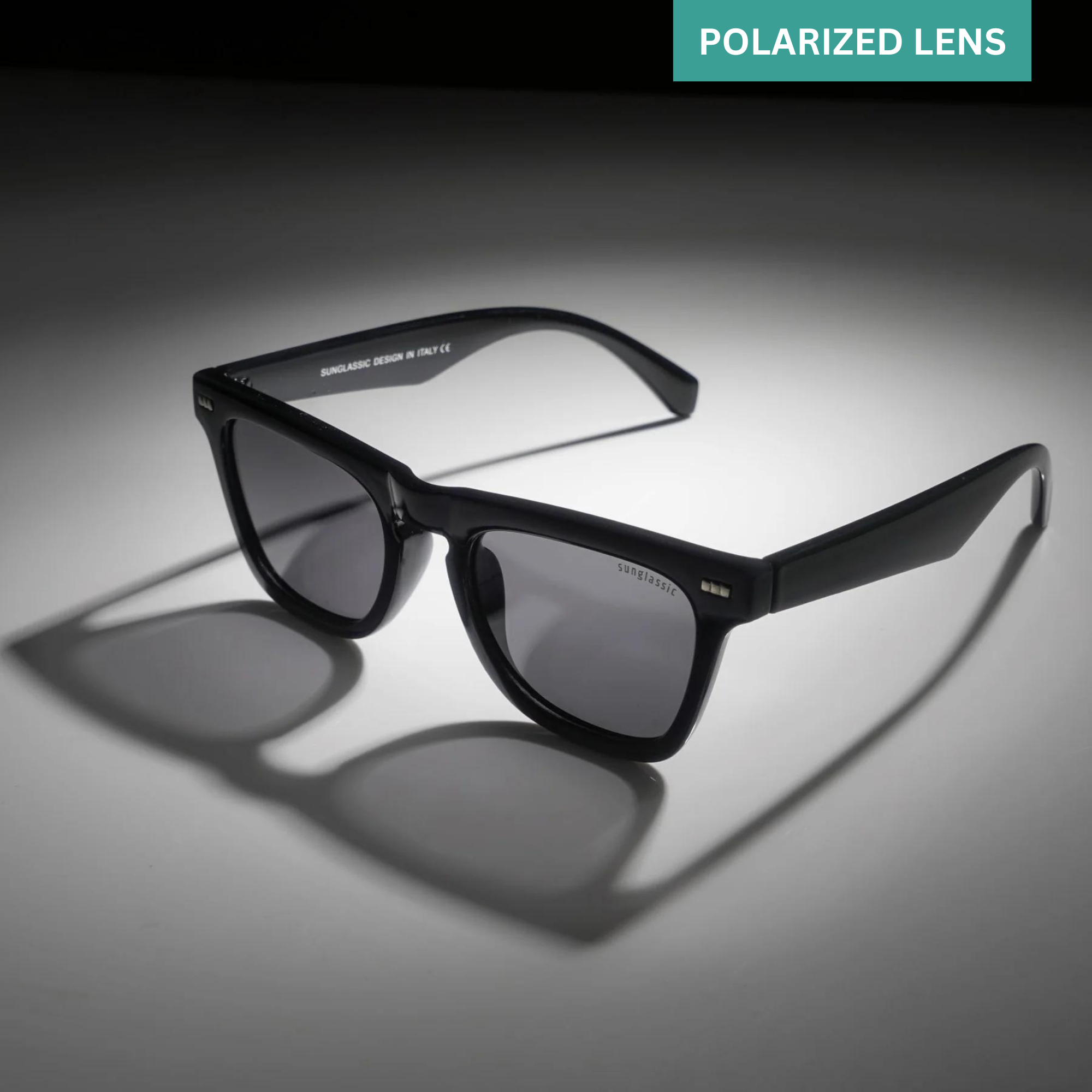 Peter Polarized Black Square Sunglasses