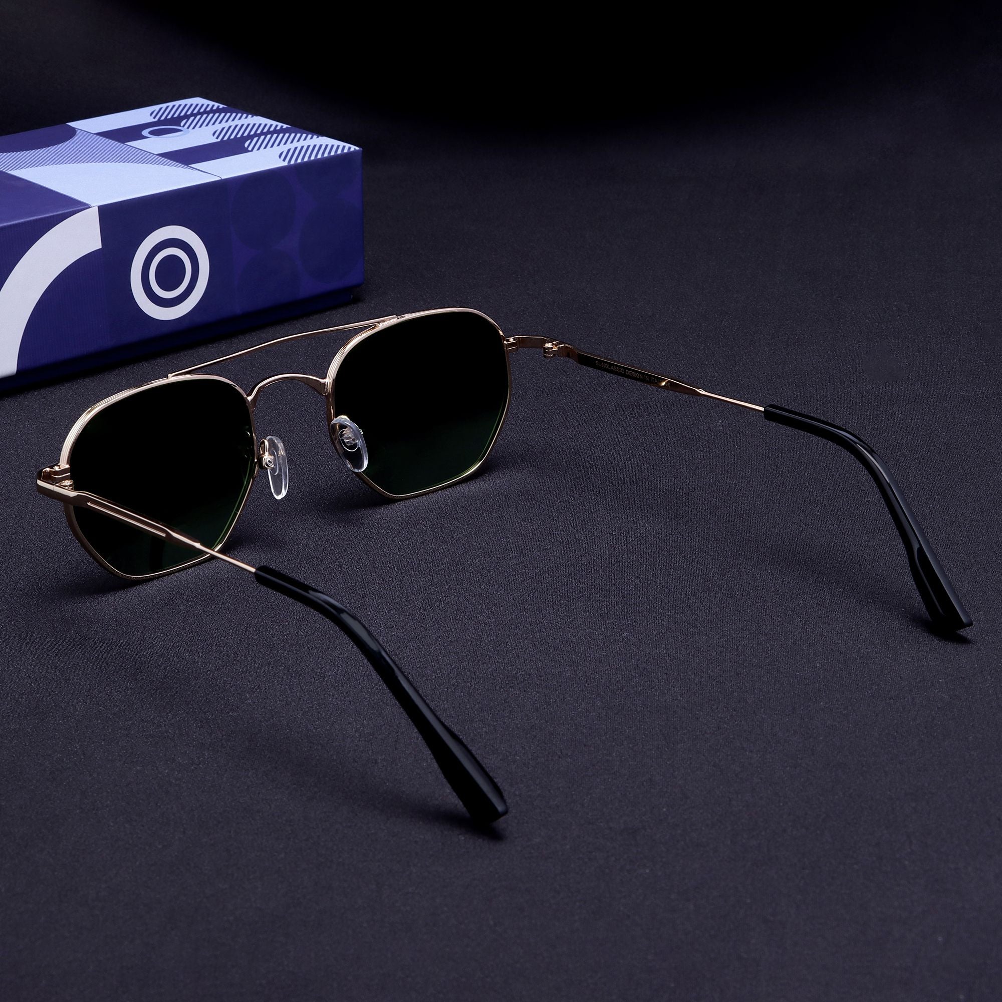 Phantom Gold Green Hexagon Sunglasses