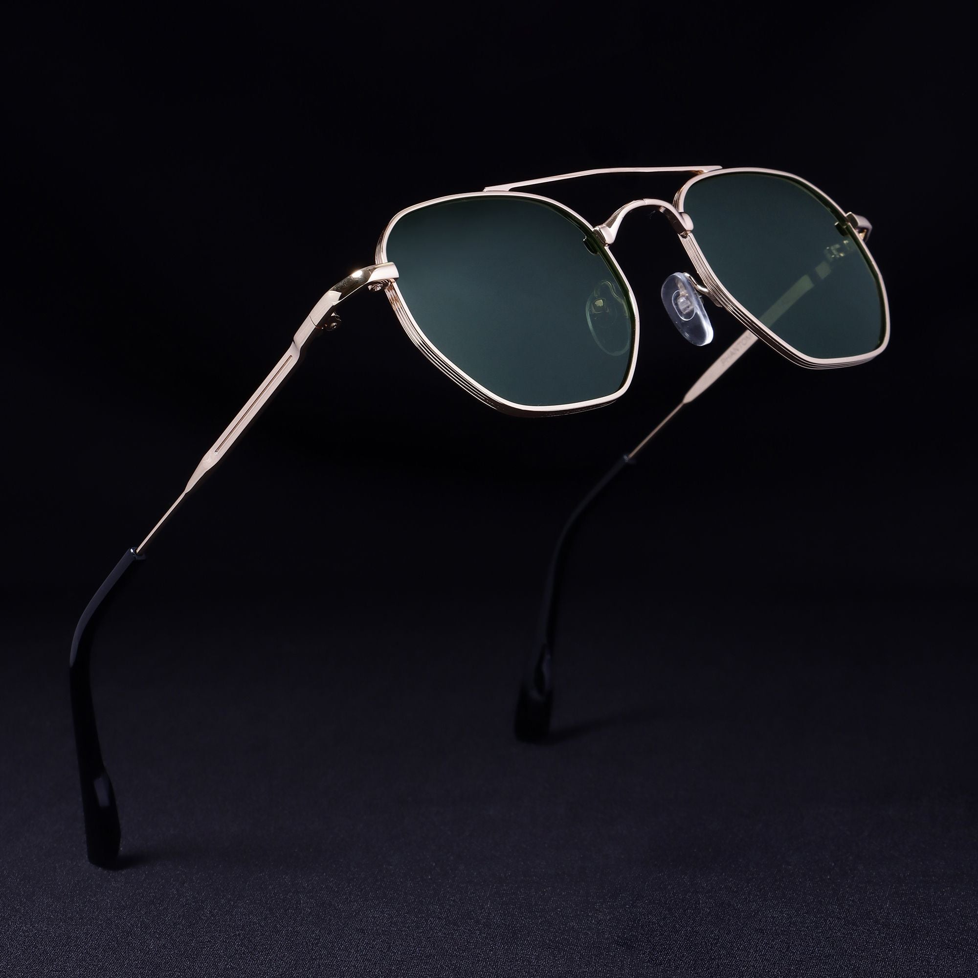 Phantom Gold Green Hexagon Sunglasses