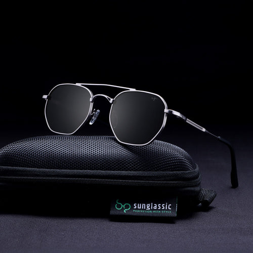 Phantom Gun Black Hexagon Sunglasses