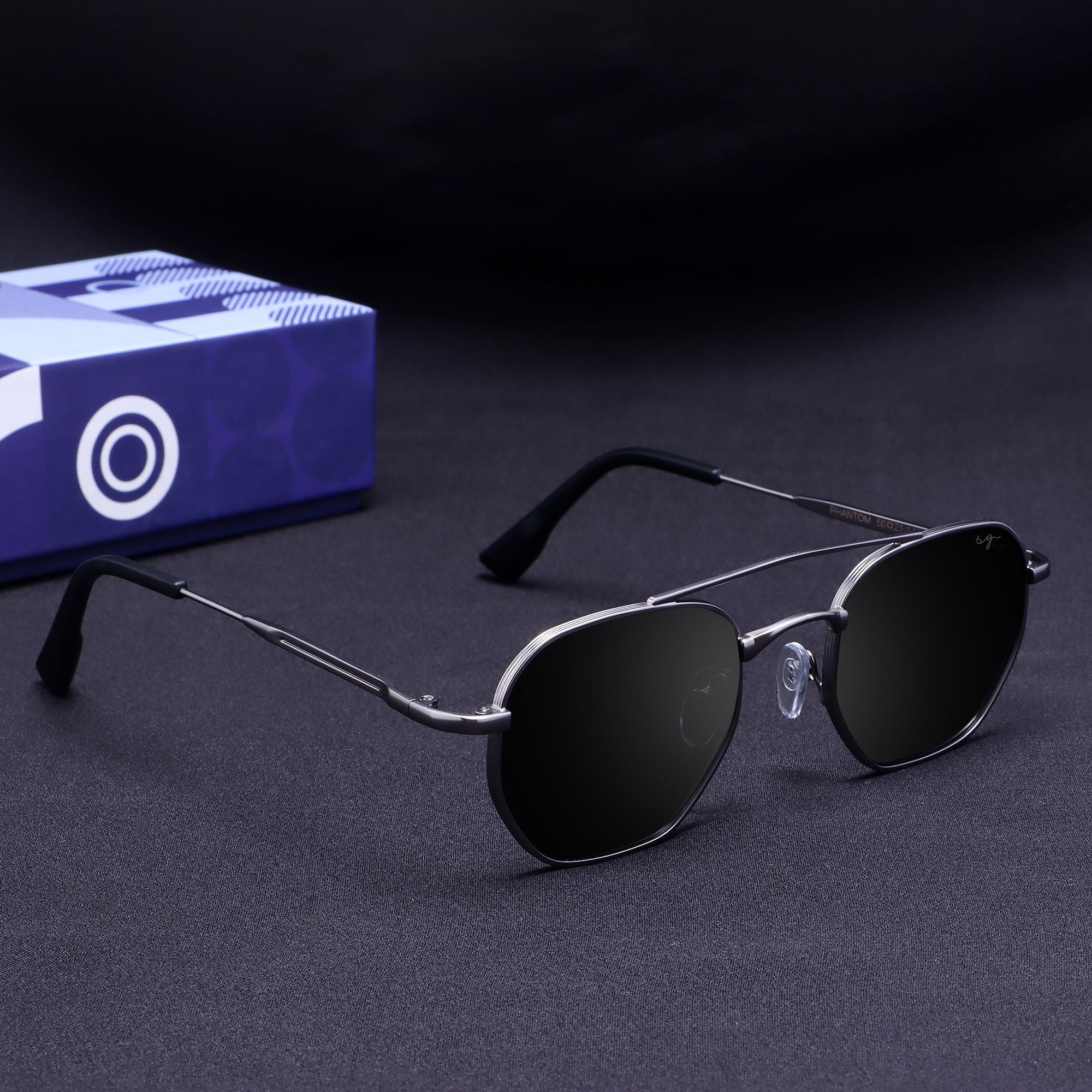 Phantom Gun Black Hexagon Sunglasses
