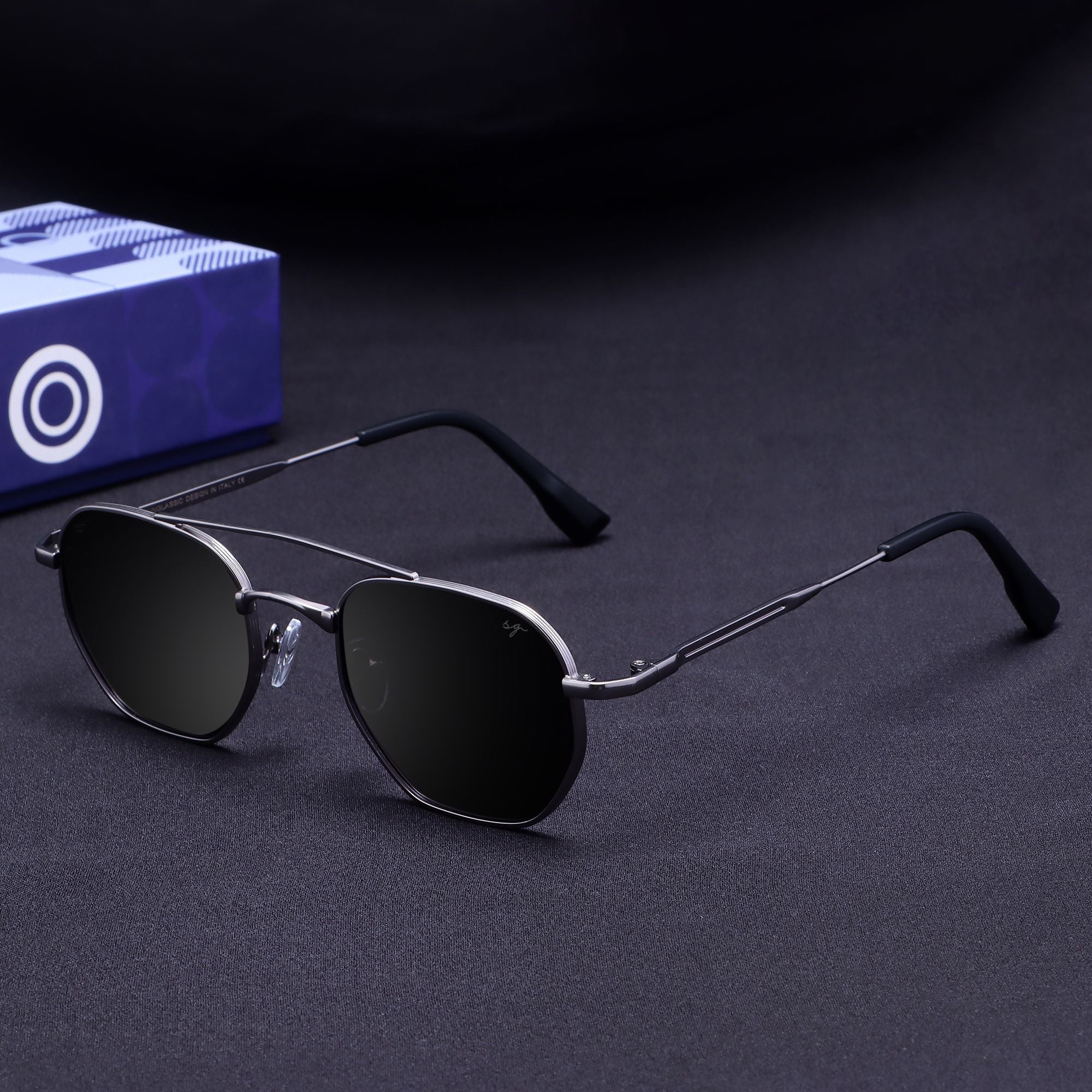 Phantom Gun Black Hexagon Sunglasses