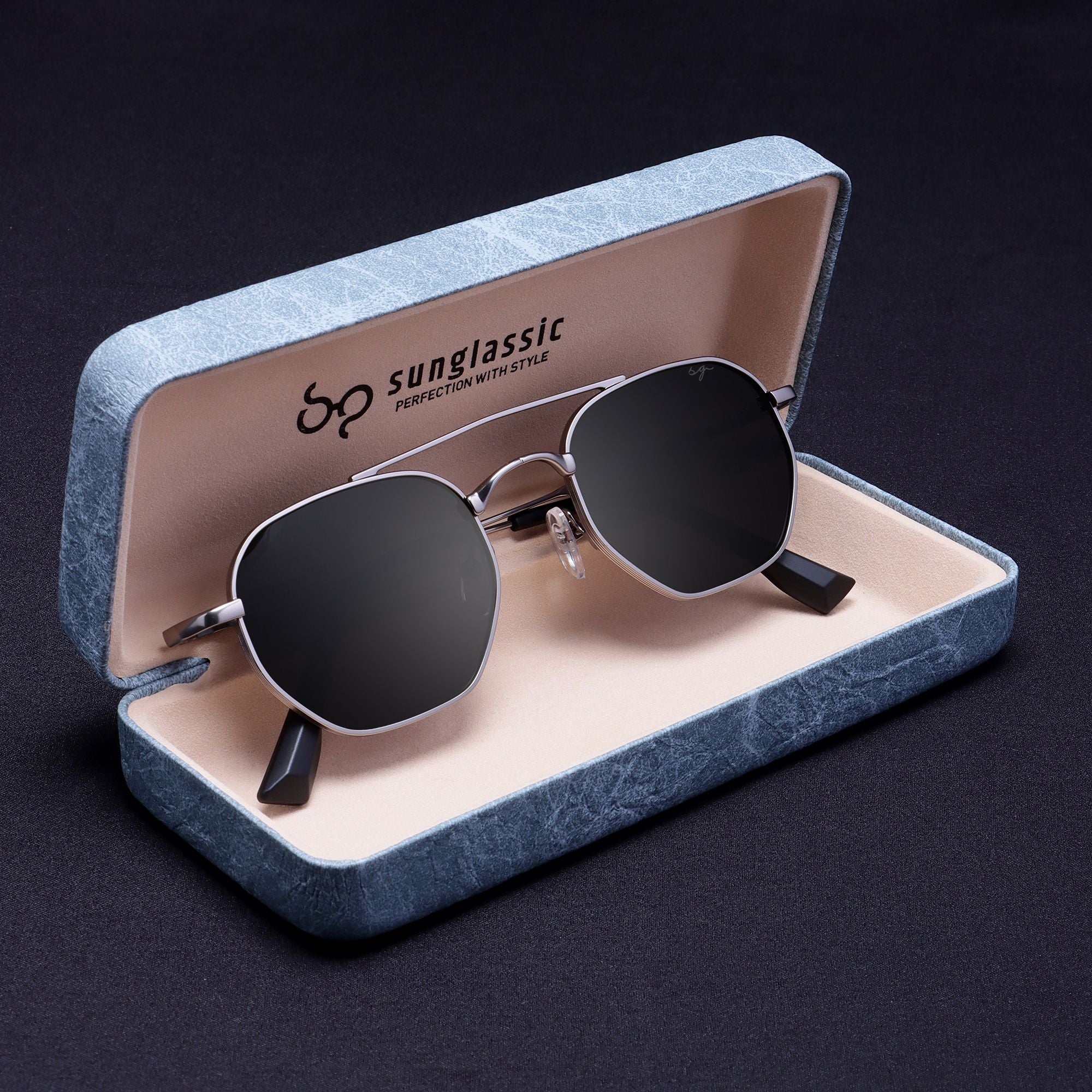 Phantom Gun Black Hexagon Sunglasses