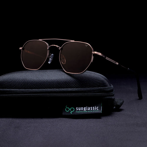 Phantom Gun Brown Hexagon Sunglasses