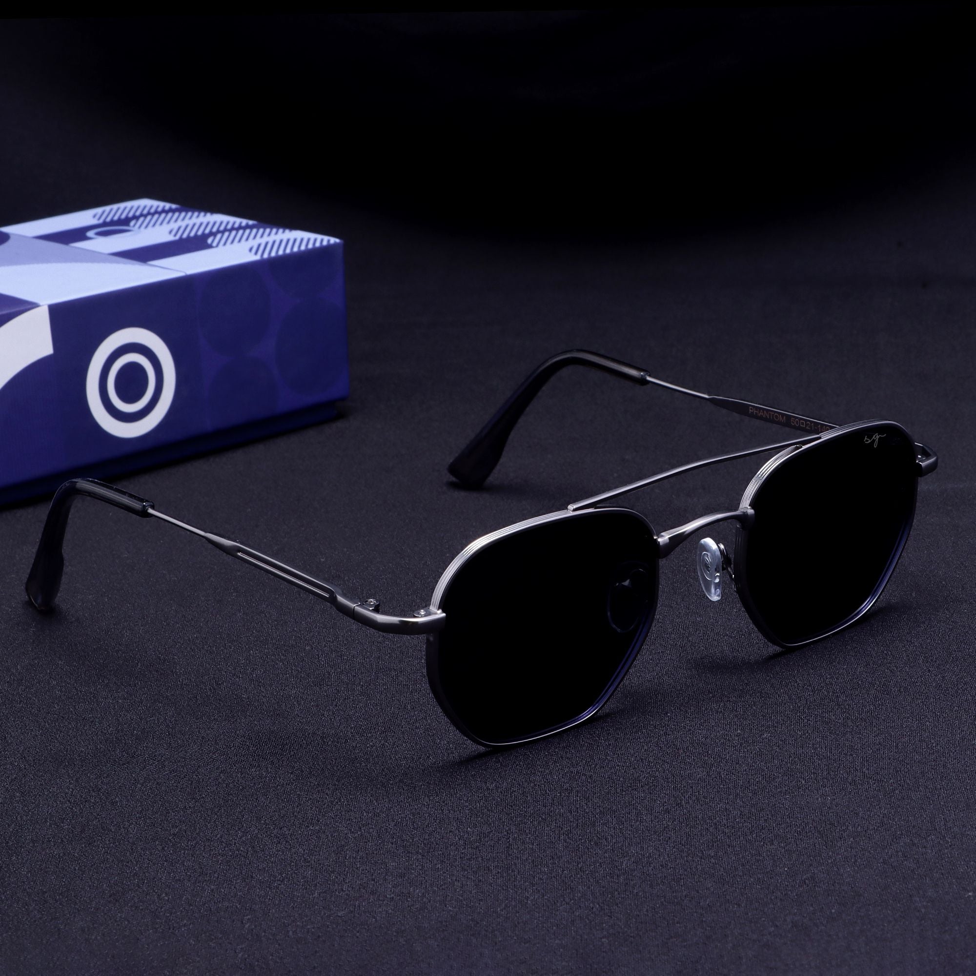 Phantom Siver Blue Hexagon Sunglasses