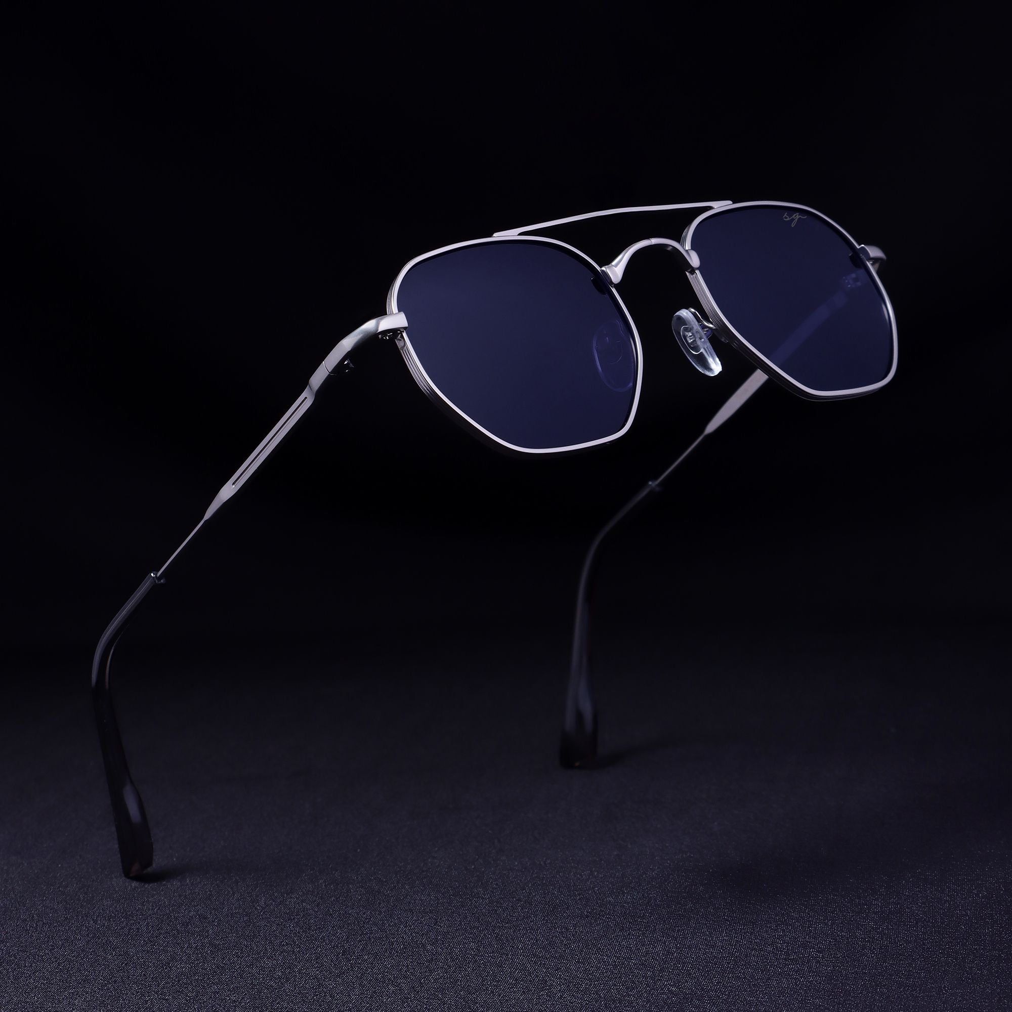 Phantom Siver Blue Hexagon Sunglasses