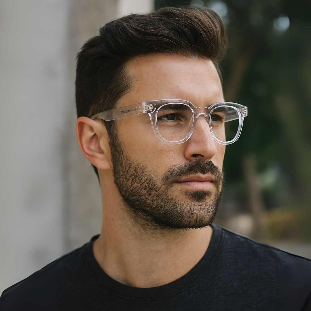 Professor. Clear Square Sunglasses