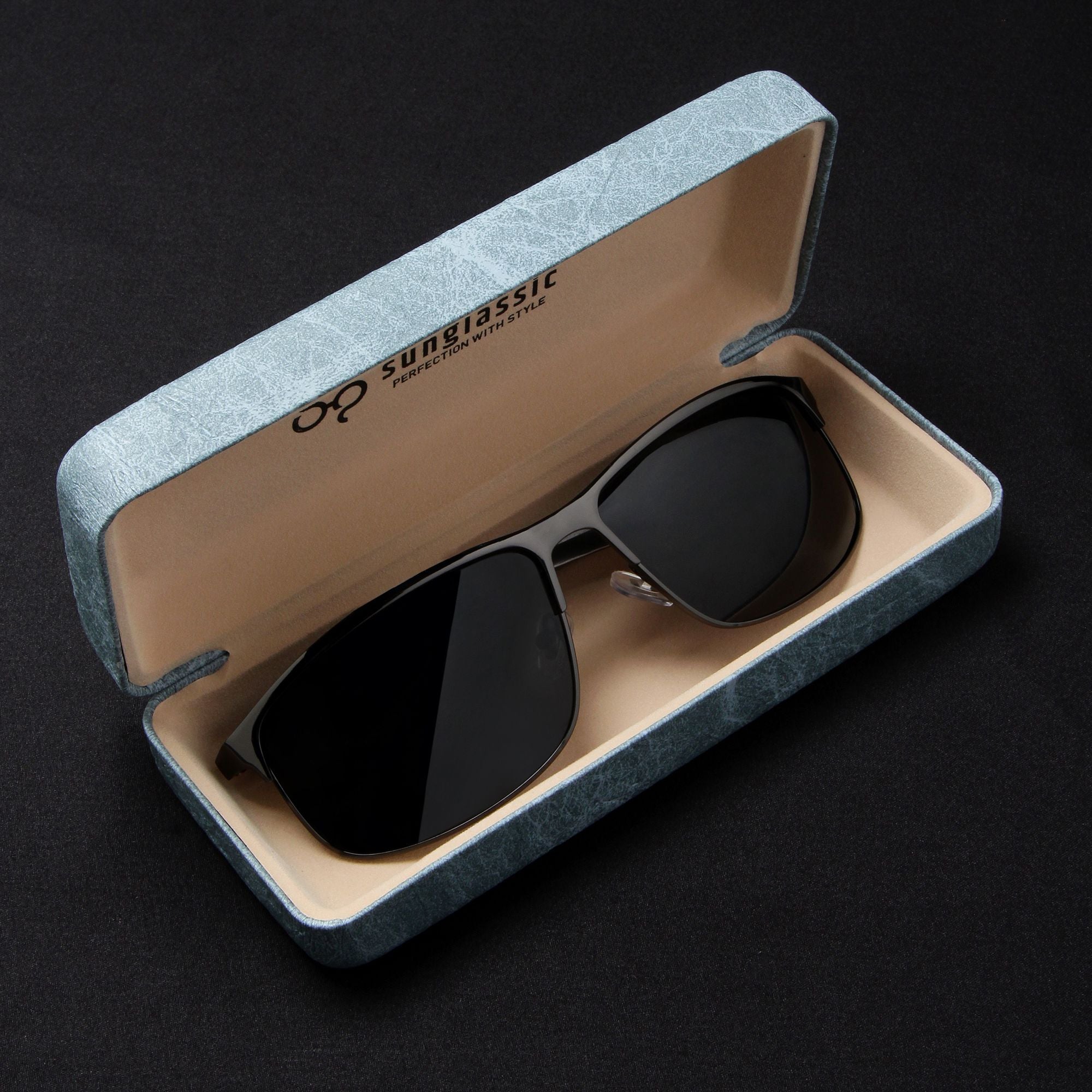 Radiant Black Polarized Rectangle Sunglasses