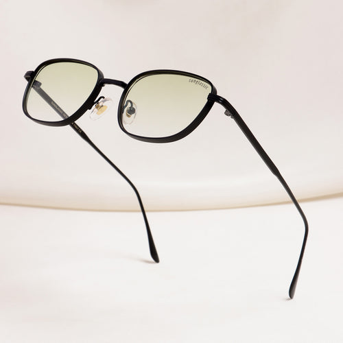 Regal Black Green Gradient Oval Sunglasses