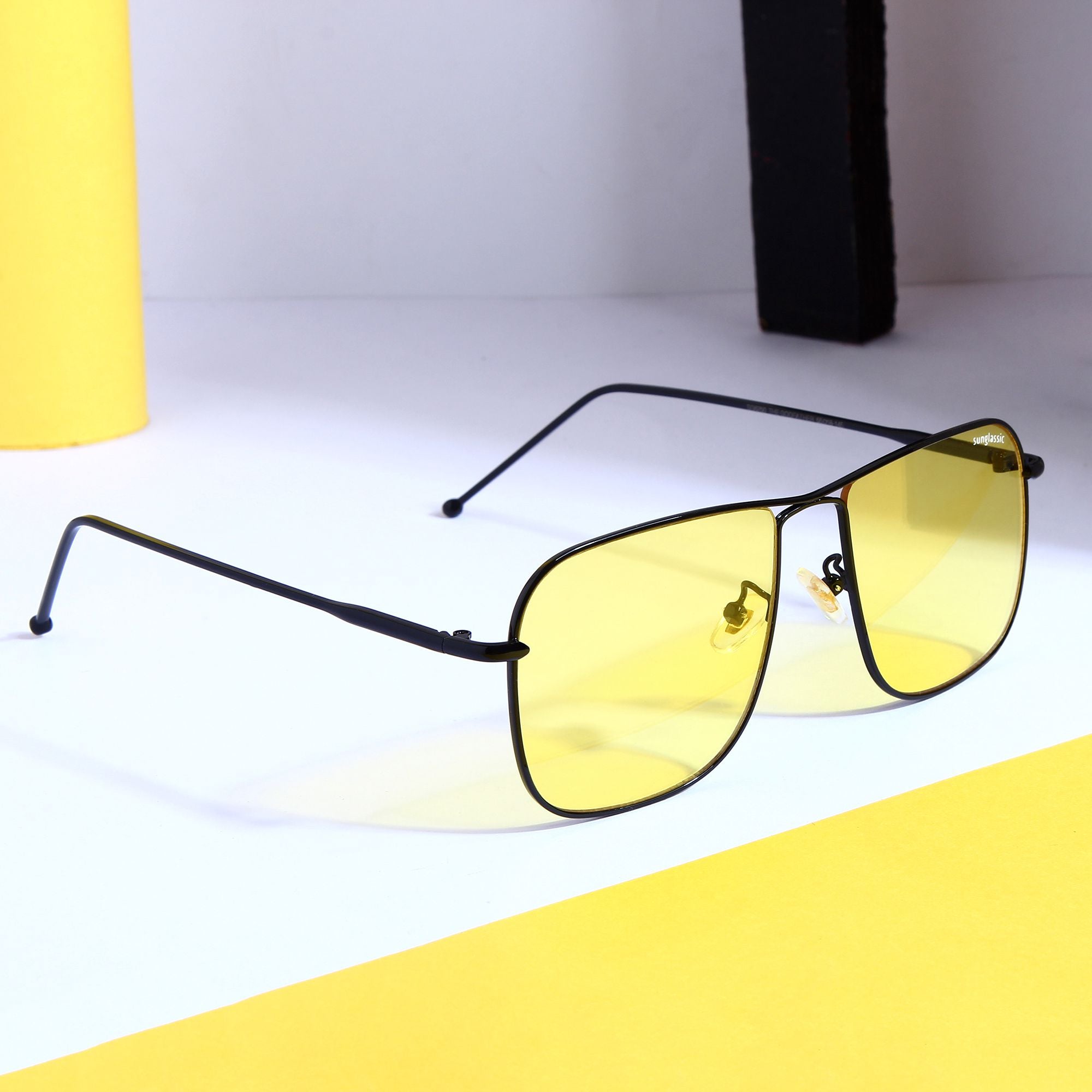The Godfather Black Yellow Square Sunglasses