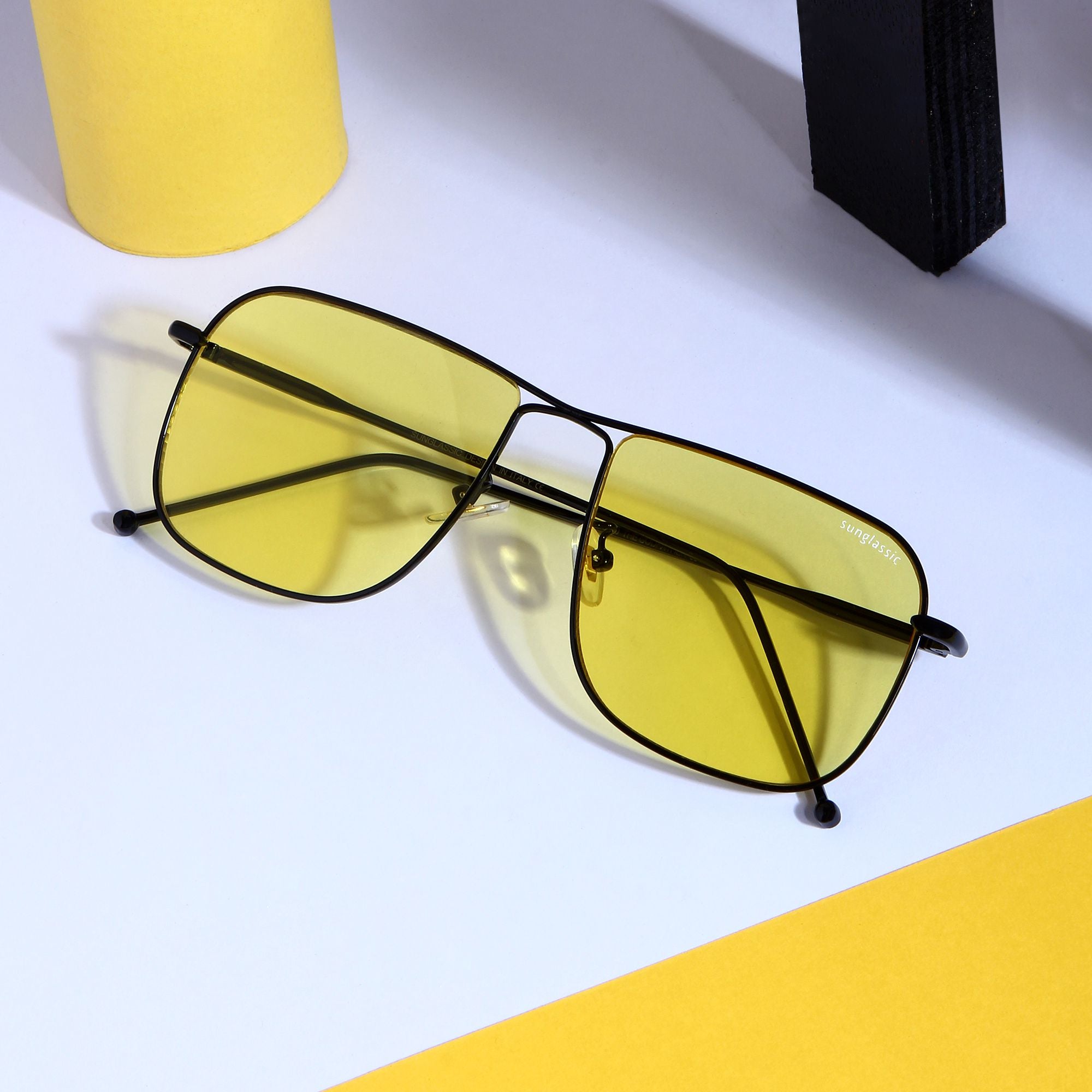 The Godfather Black Yellow Square Sunglasses