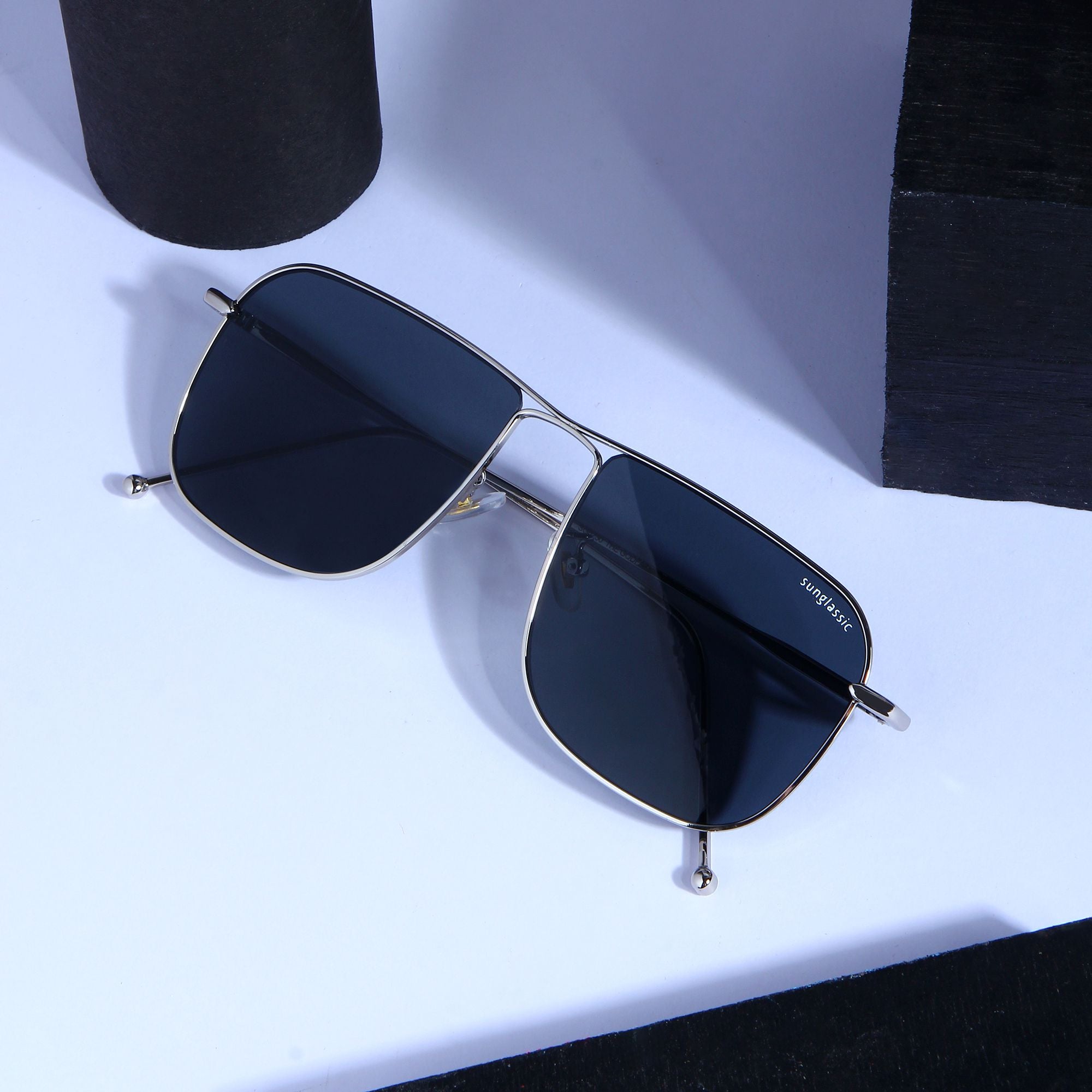 The Godfather Silver Black Square Sunglasses