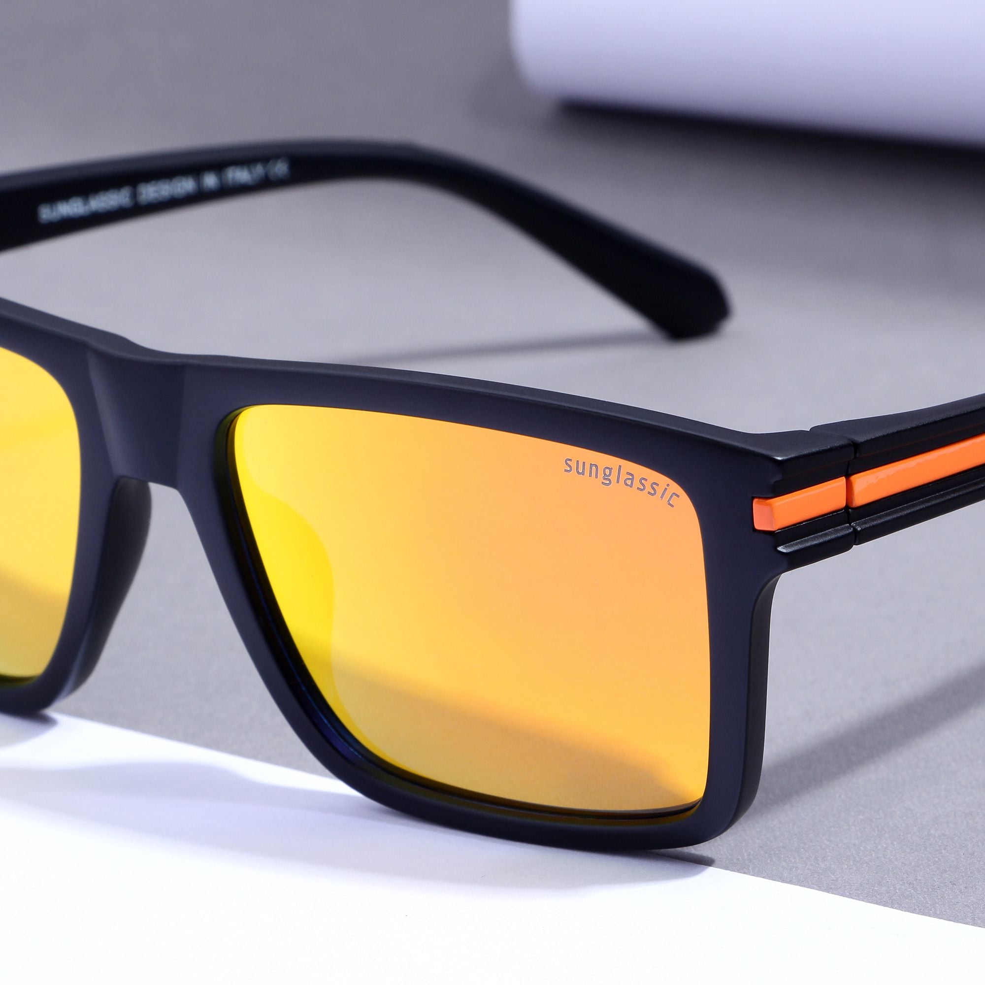 Twister Black Orange Mercury Polarized Rectangle TR90 Sunglasses