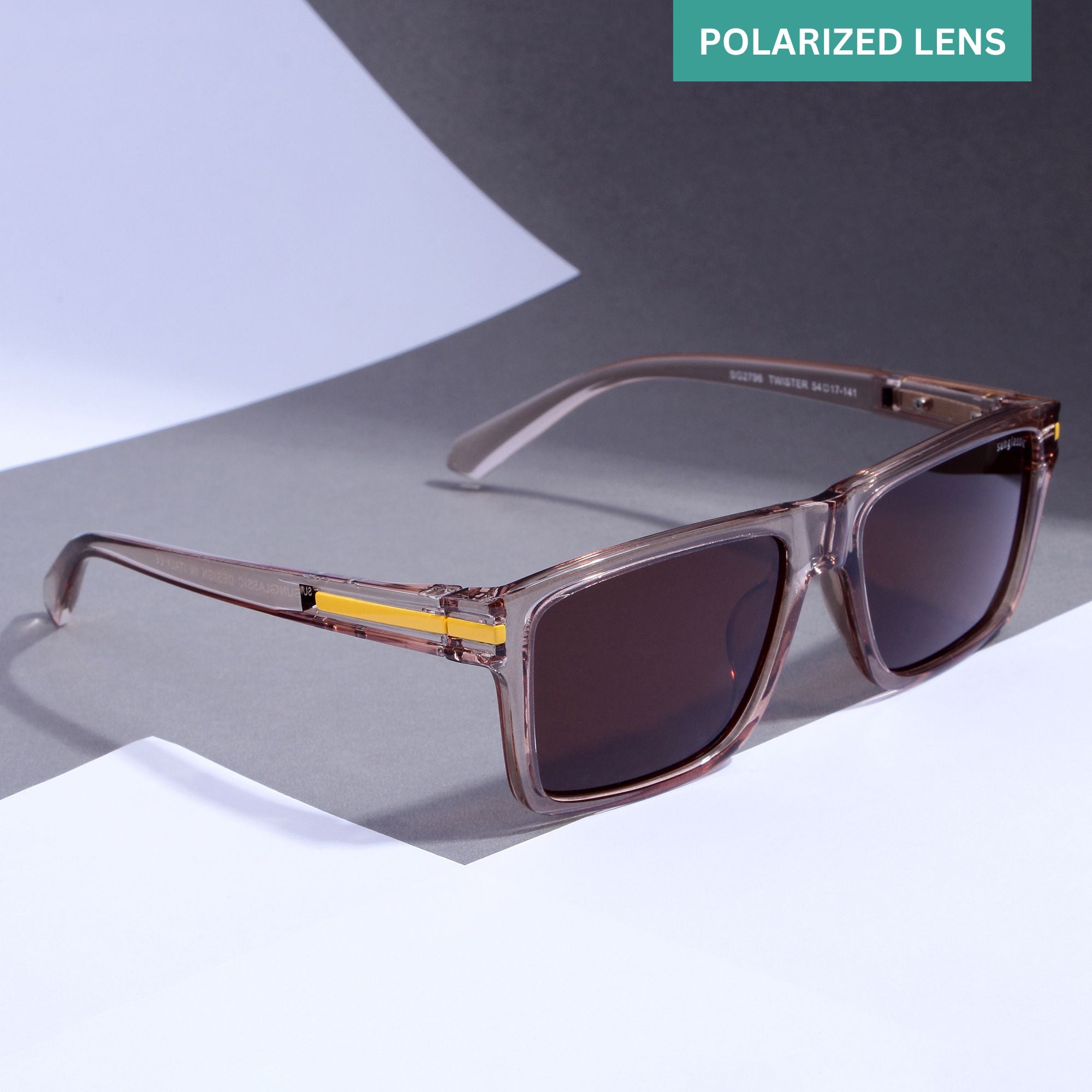 Twister Brown Polarized Rectangle TR90 Sunglasses