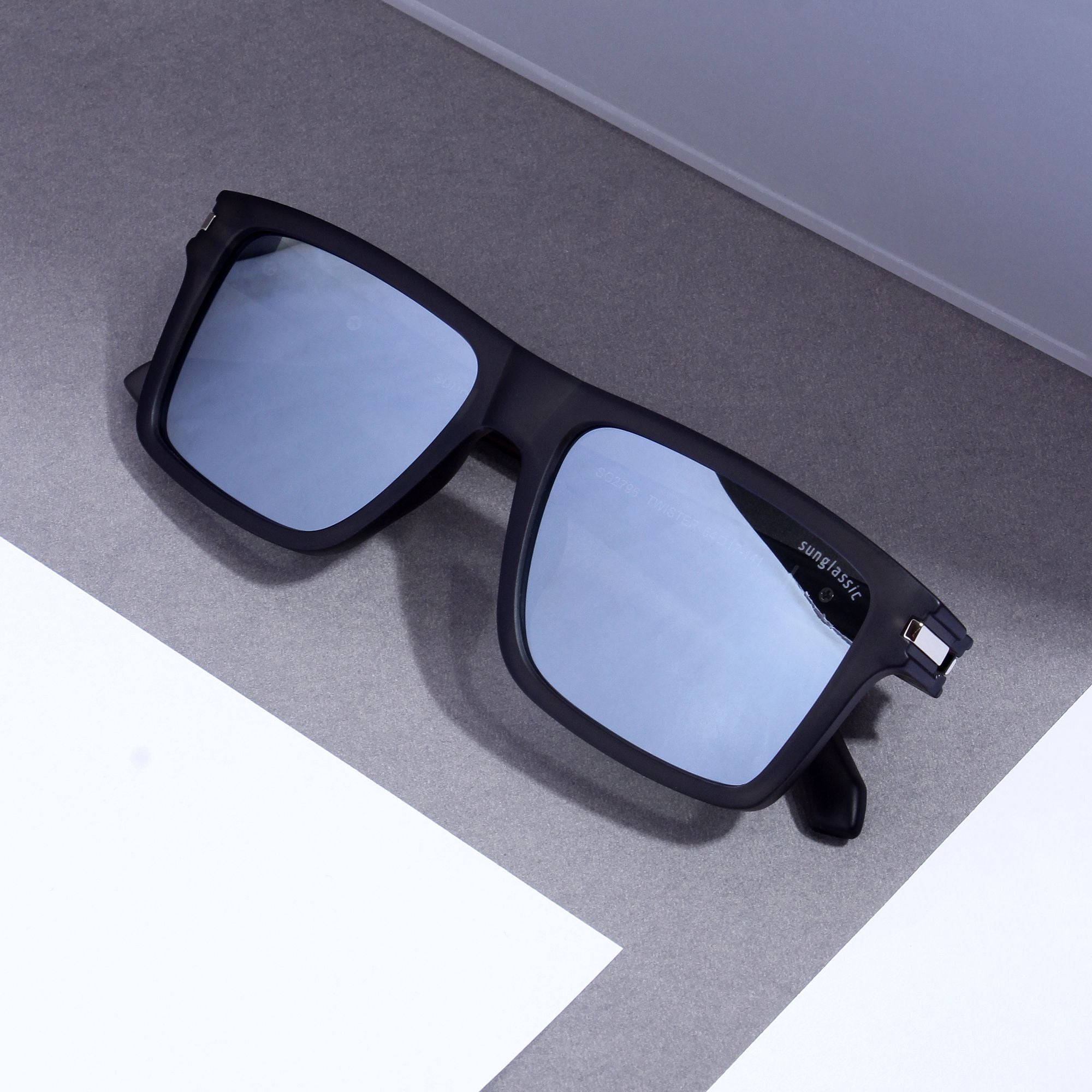 Twister Grey Silver Mercury Polarized Rectangle TR90 Sunglasses