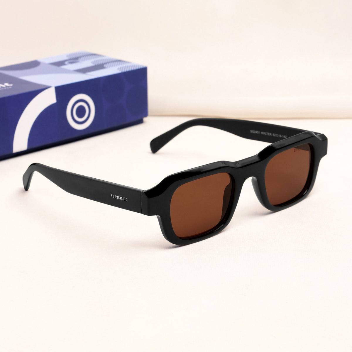 Walter Black Brown Square Sunglasses