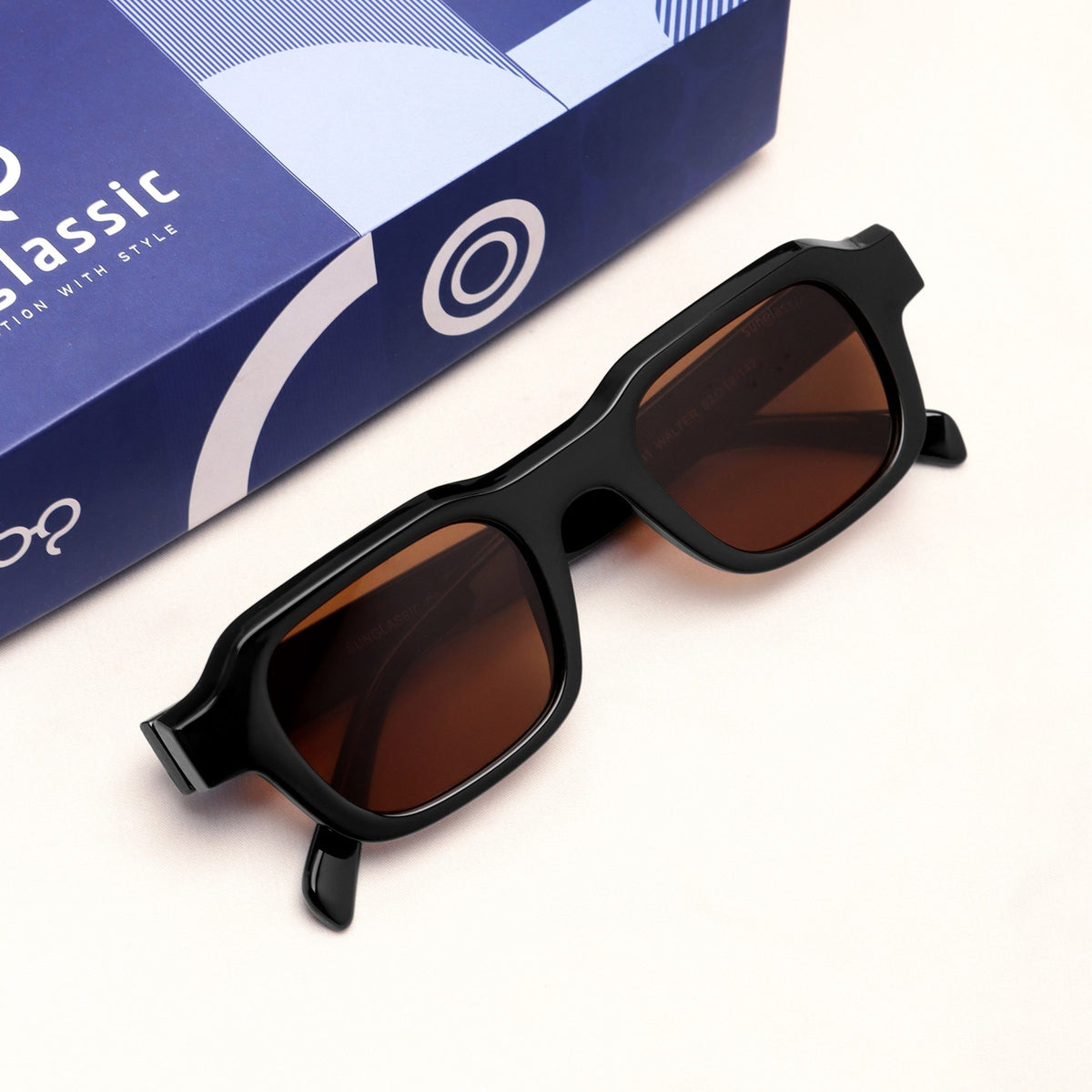 Walter Black Brown Square Sunglasses