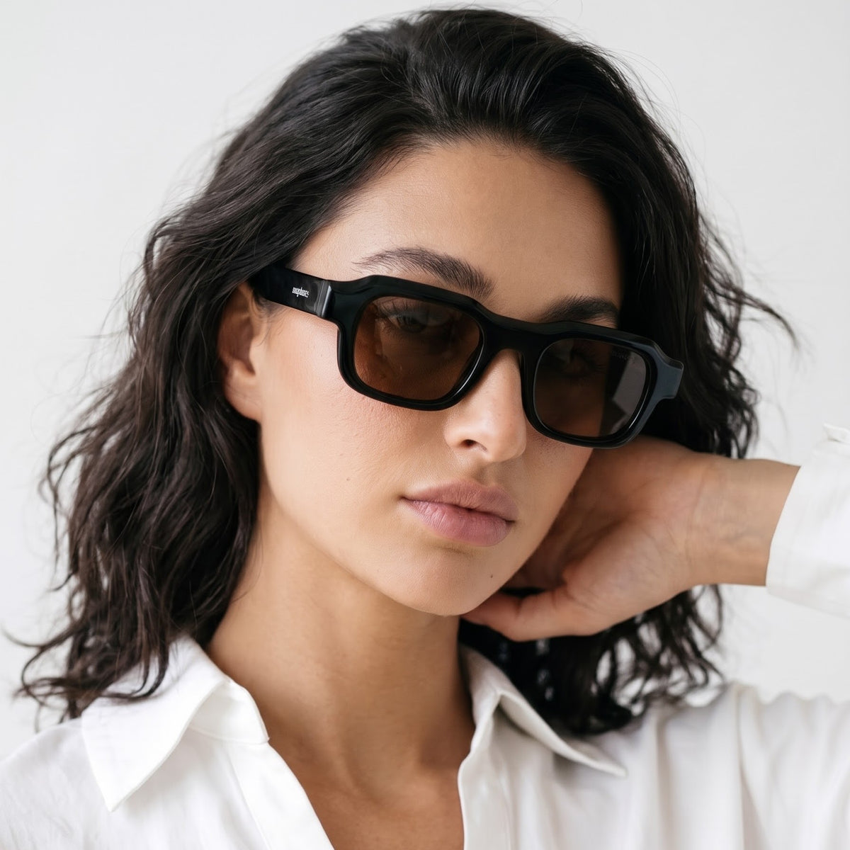 Walter Black Brown Square Sunglasses