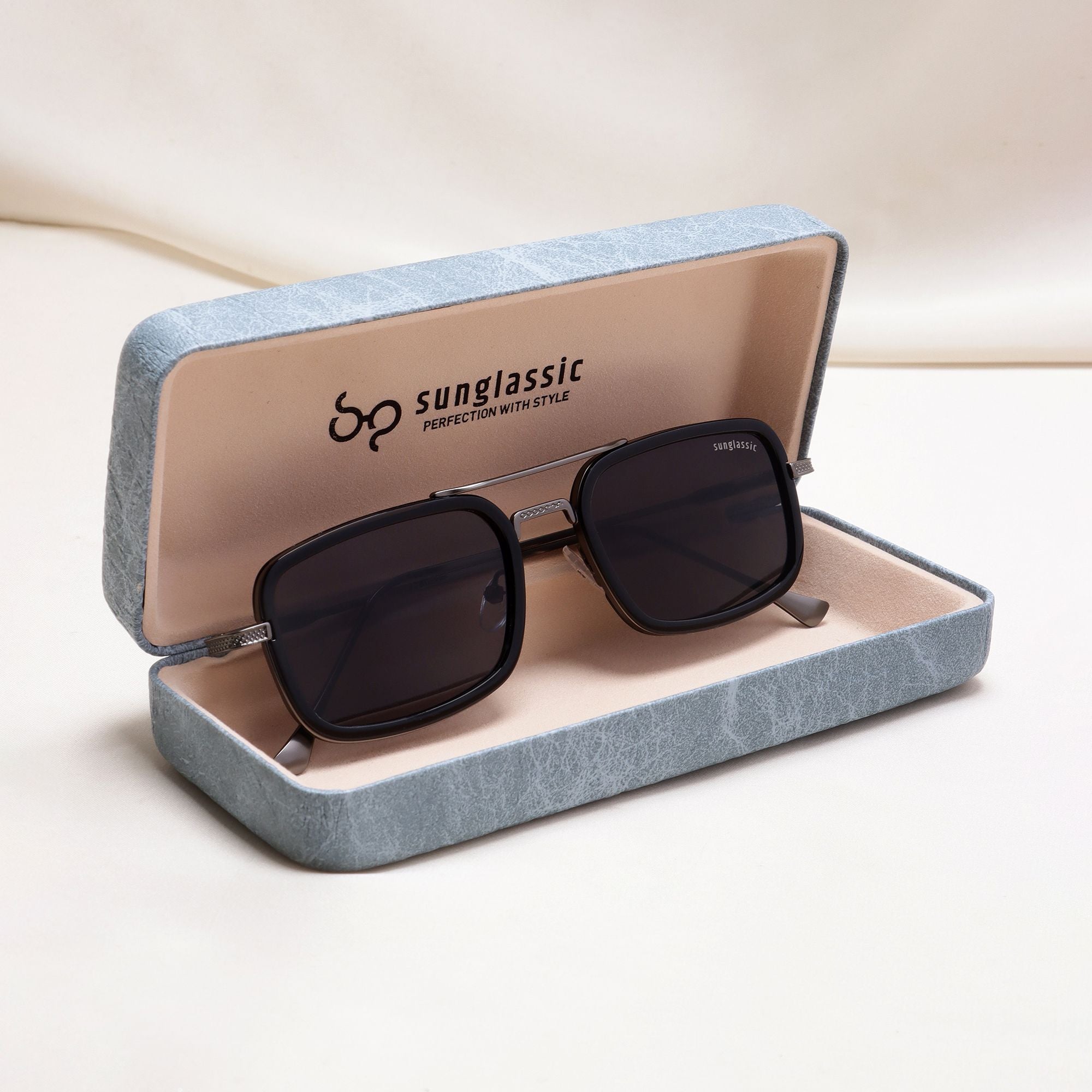 Lecter – Gun Black Rectangle Sunglasses | UV400 | Men & Women
