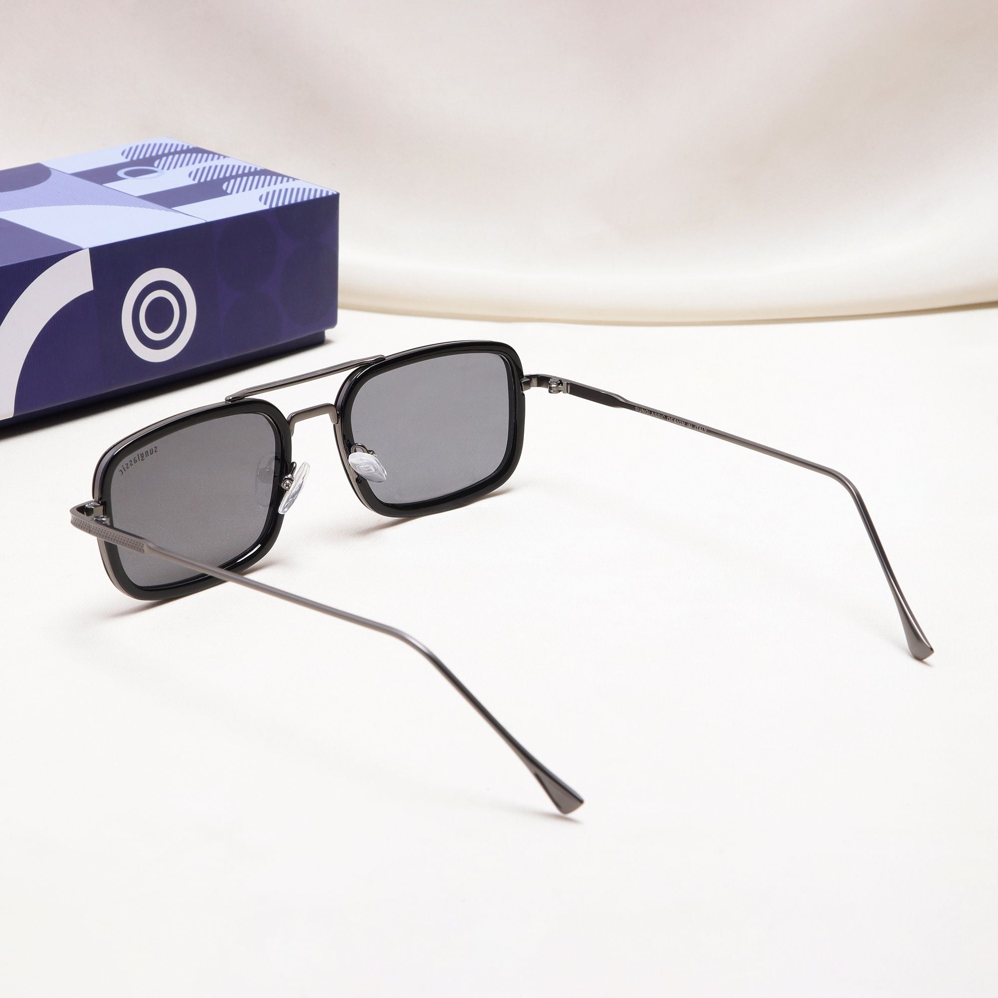 Lecter – Gun Black Rectangle Sunglasses | UV400 | Men & Women