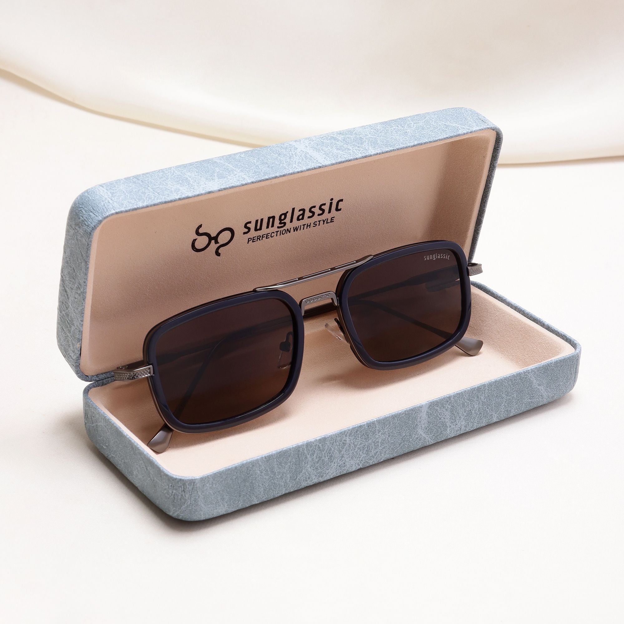 Lecter – Gun Black Brown Rectangle Sunglasses | UV400