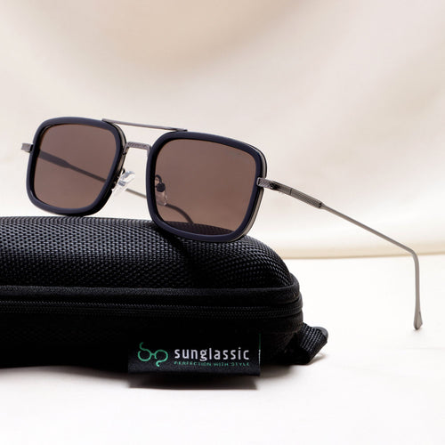 Lecter – Gun Black Brown Rectangle Sunglasses | UV400