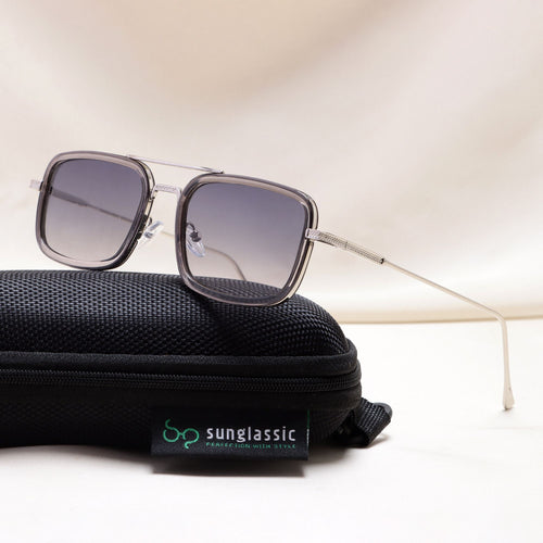 Lecter – Silver Blue Gradiant Rectangle Sunglasses | UV400