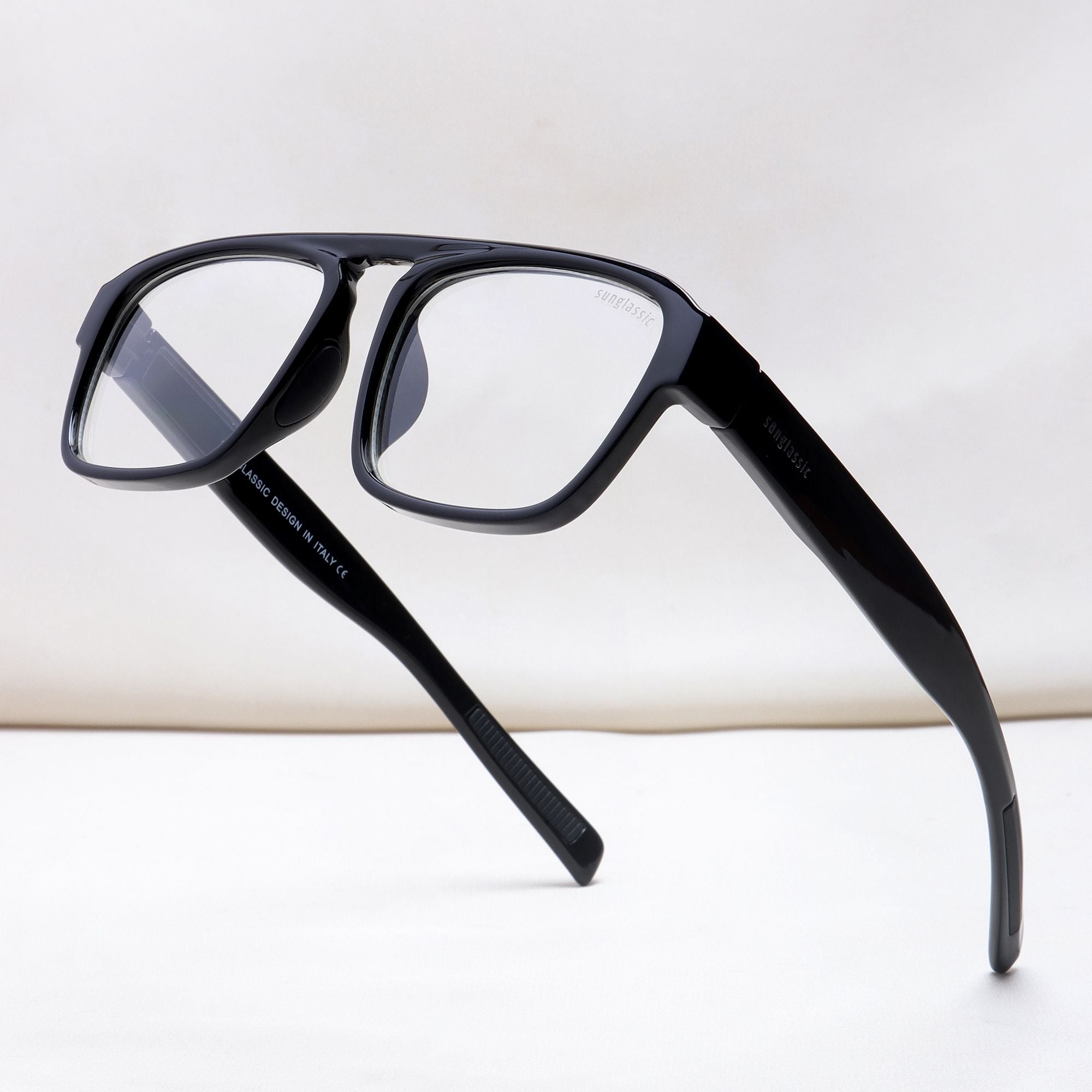 Raftaar Black Clear Square Sunglasses | Anti Blue Light