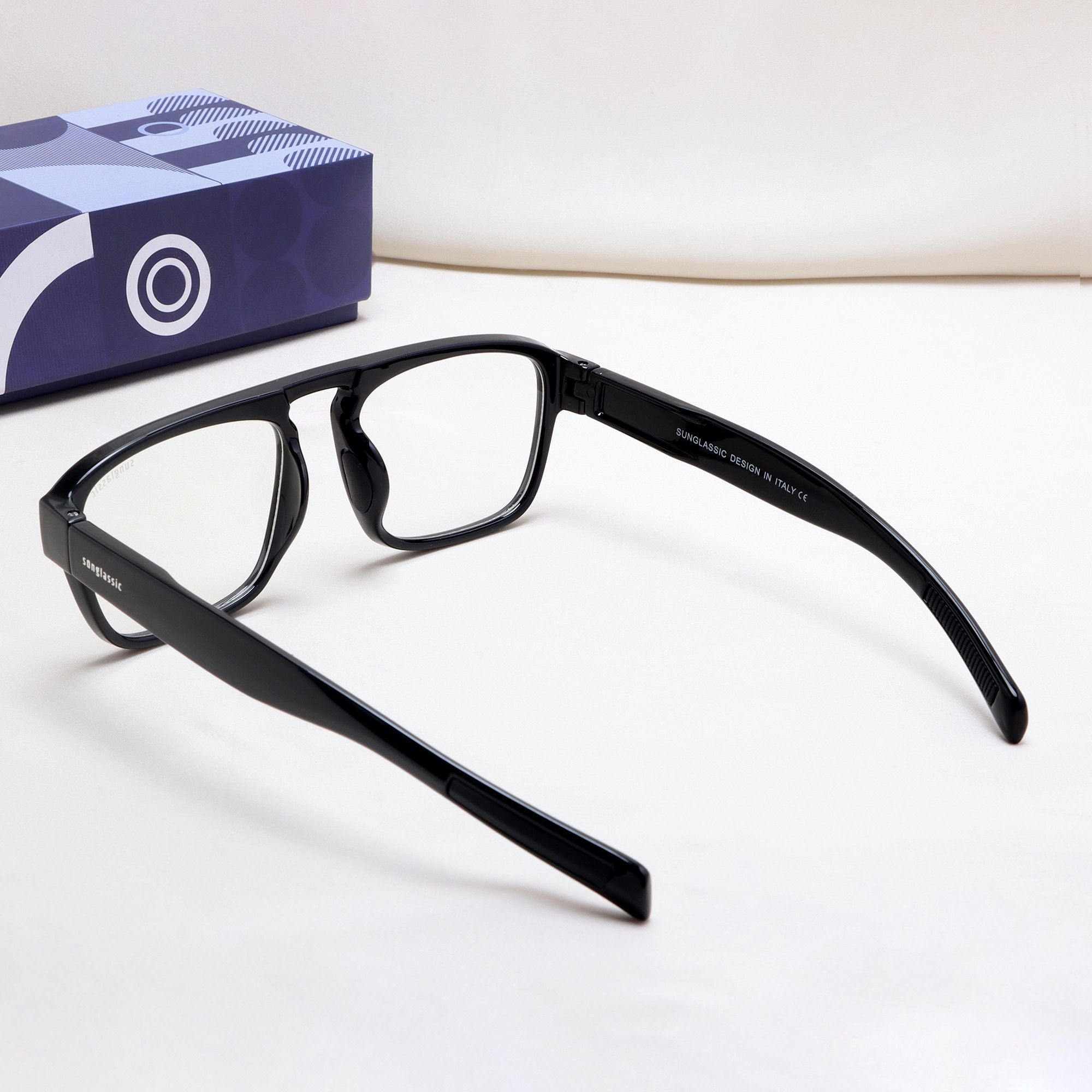 Raftaar Black Clear Square Sunglasses | Anti Blue Light