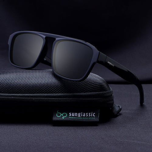 Raftaar Full Black Square Sunglasses – Polarized Lenses