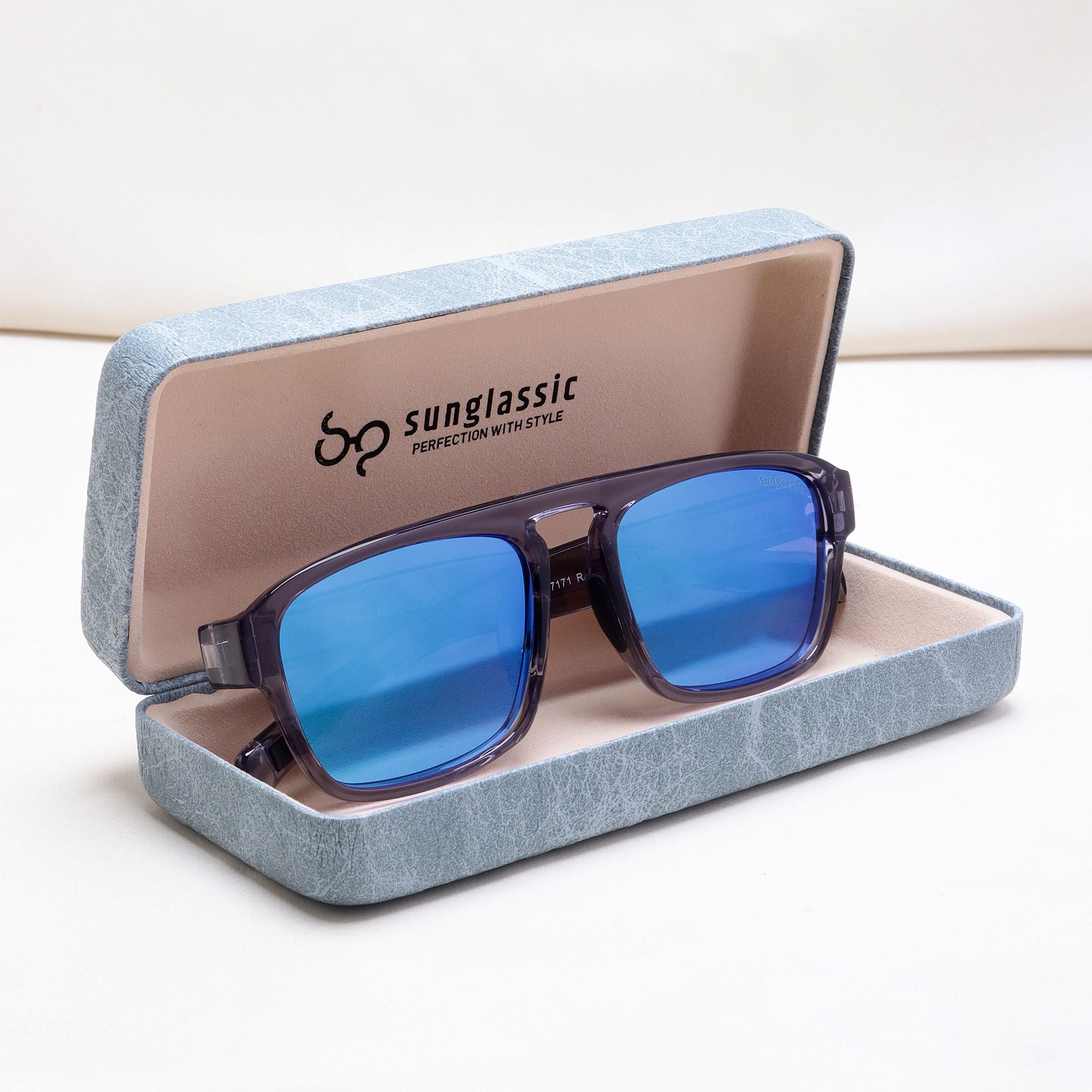 Raftaar Grey Blue Mercury Square Sunglasses | UV400 Polarized