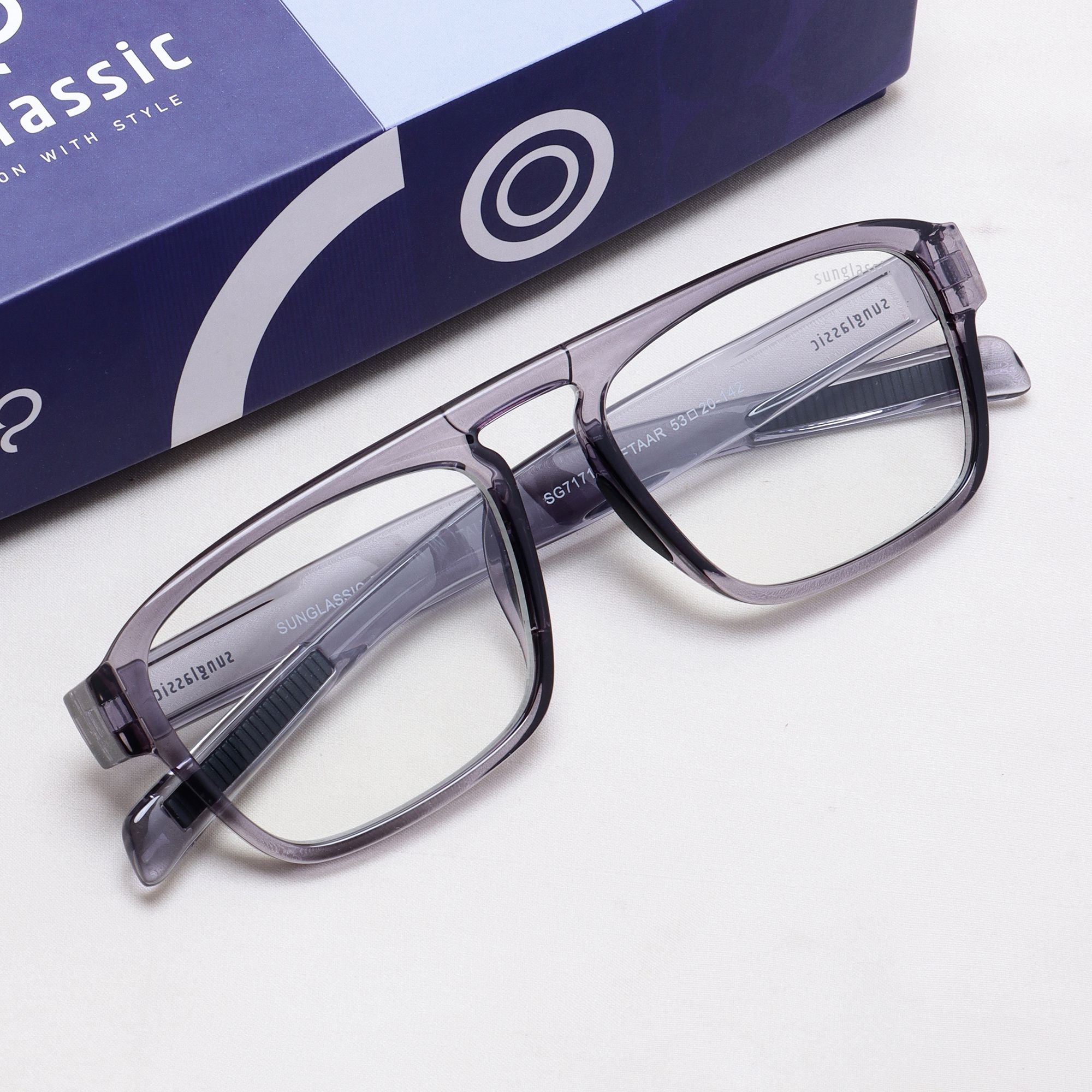 Raftaar Grey Clear Square Sunglasses | UV400