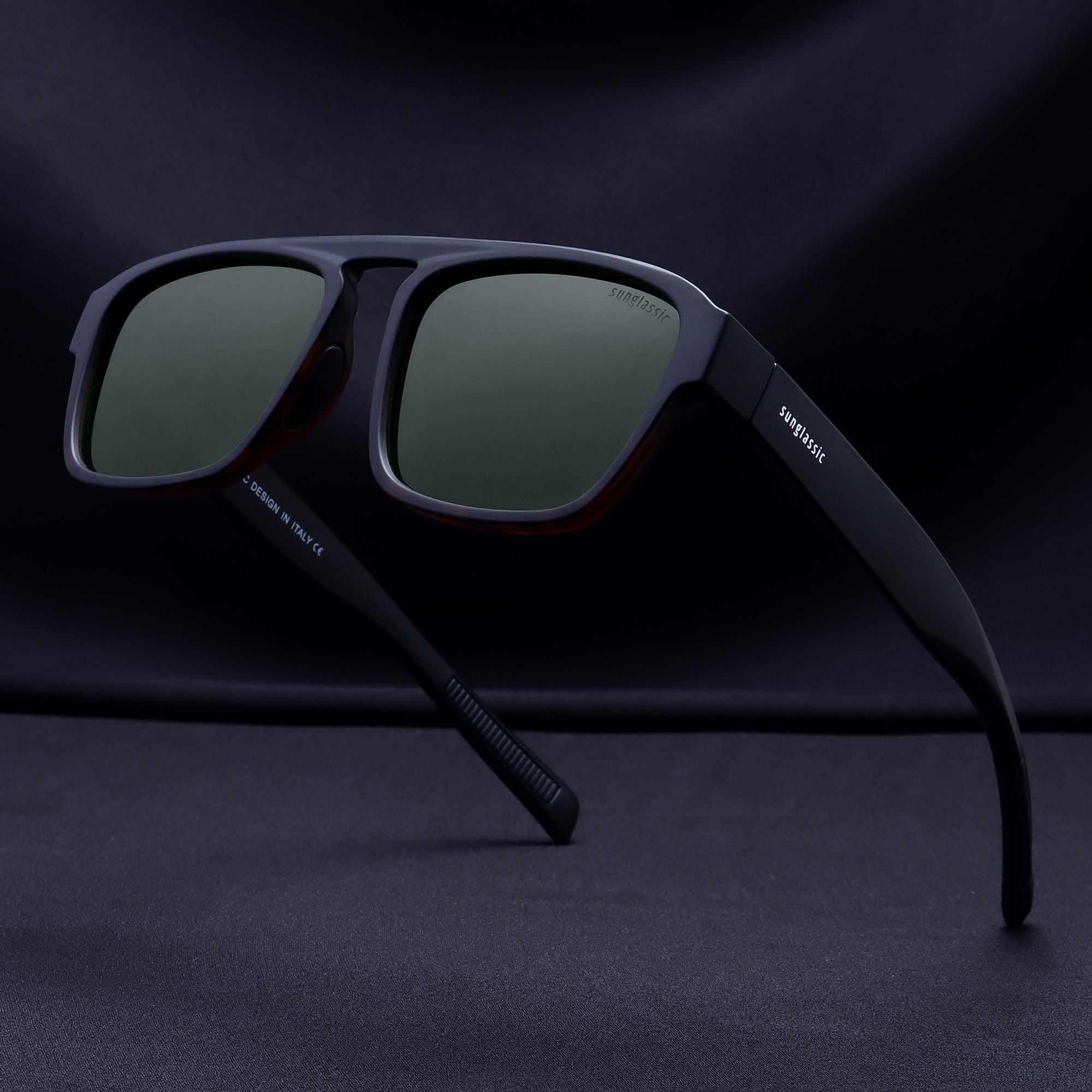Raftaar Tortoise Black Green Square Sunglasses | UV400 Polarized