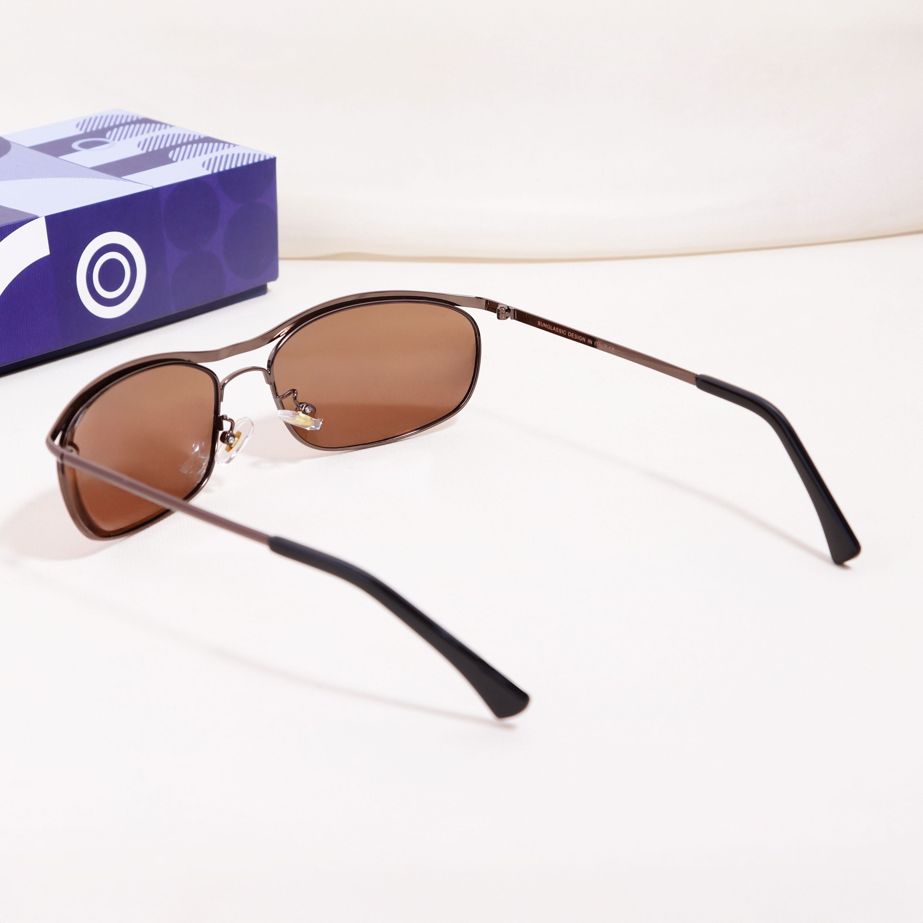 Champion Gun Brown Polarized Rectangle Sunglasses for Men | UV400