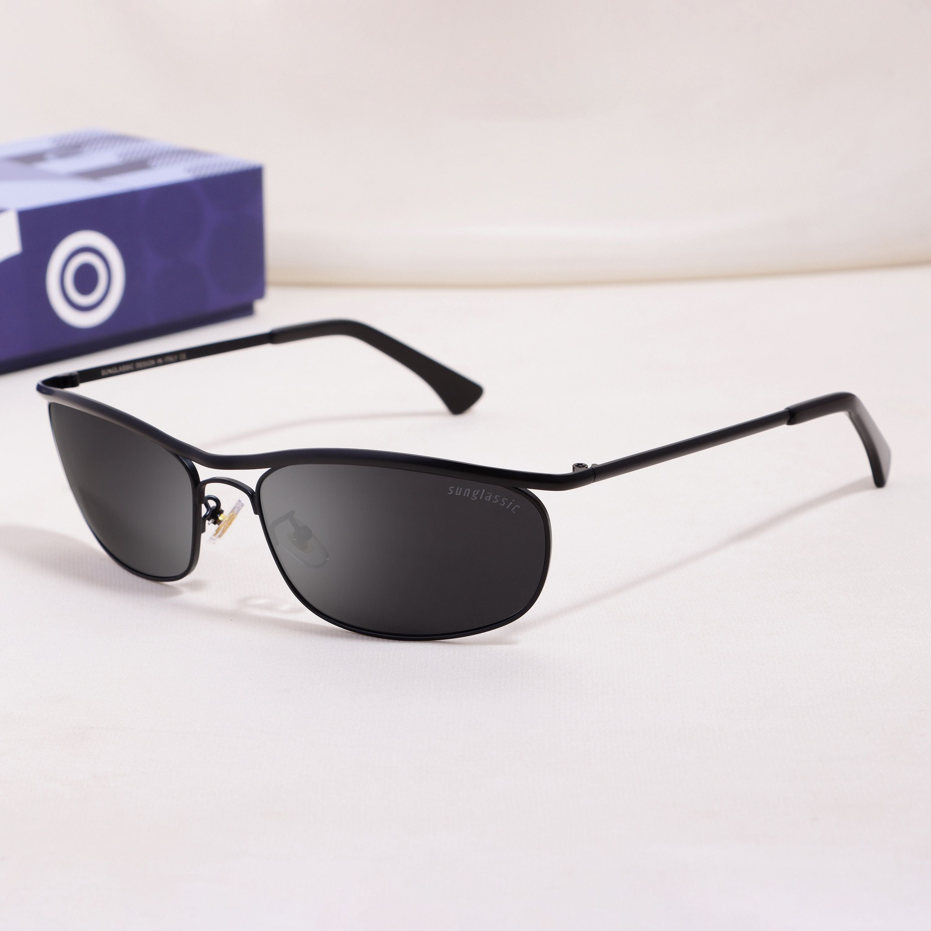 Champion Full Black Polarized Rectangle Sunglasses for Men | UV400