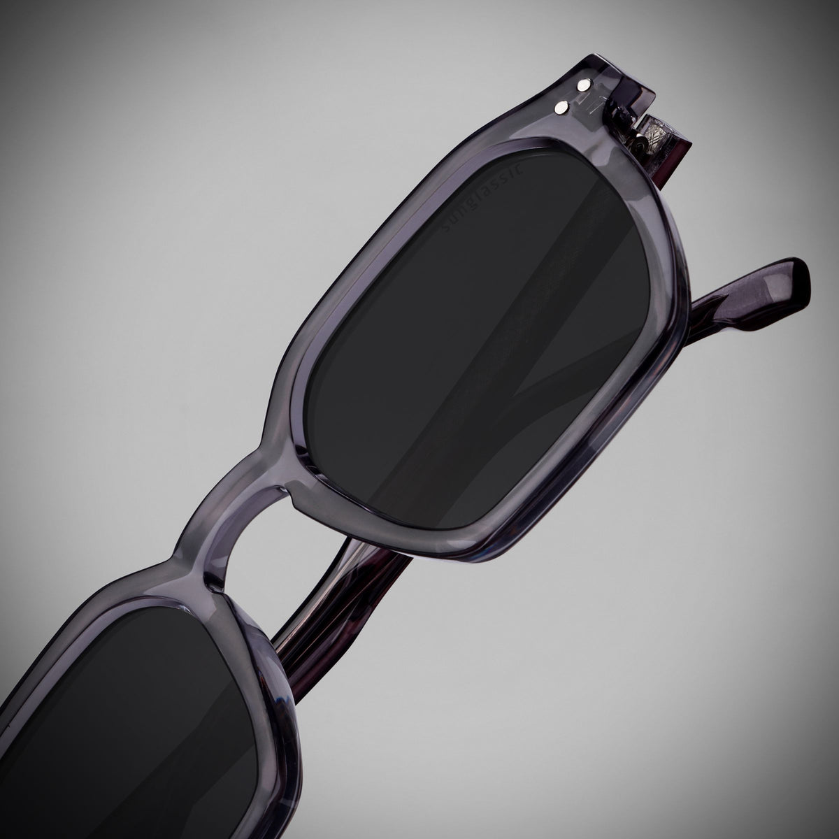 Roman Grey Black Rectangle Sunglasses | UV400